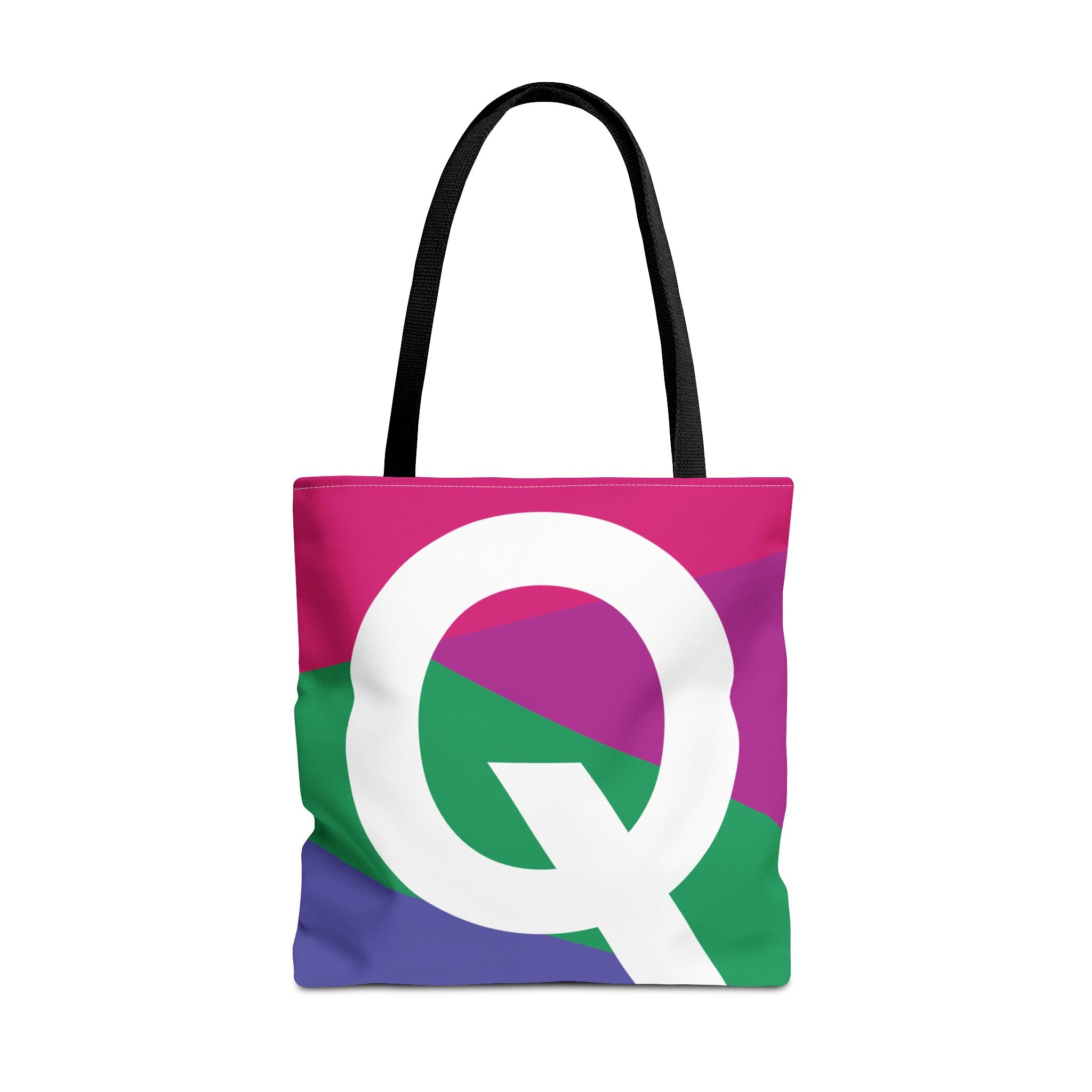 Monogram 'Q' Colorblock Tote Bag — Personalized Initial Q Shoulder Tote