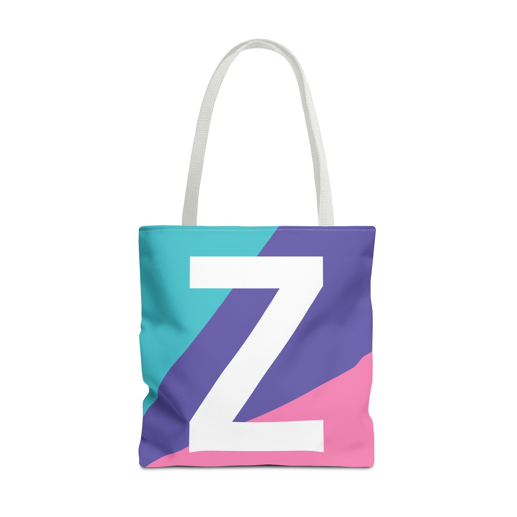 Monogram 'Z' Colorblock Tote Bag — Personalized Initial Z Shoulder Tote