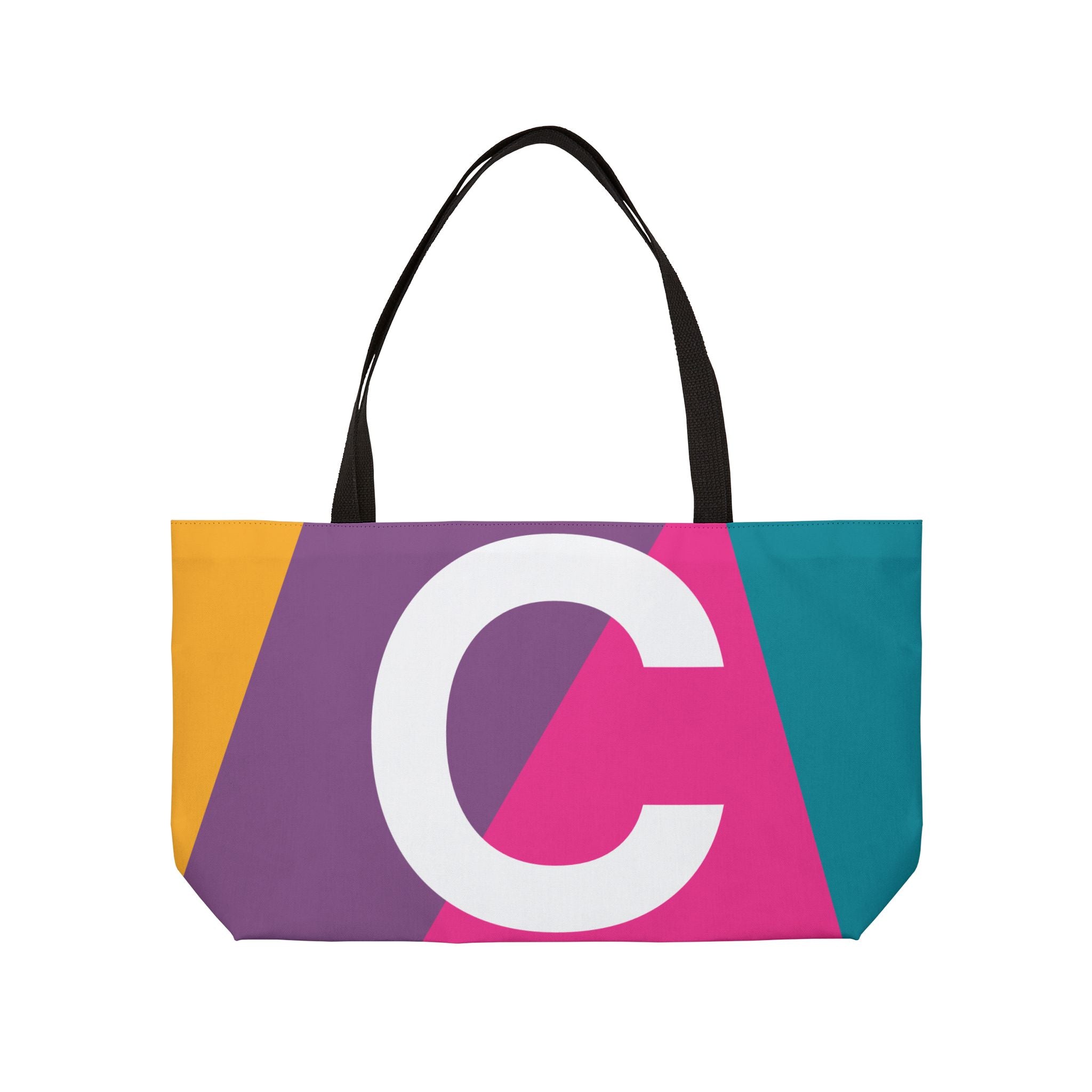 Personalized 'C' Colorblock Tote Bag — Monogram Weekender Tote