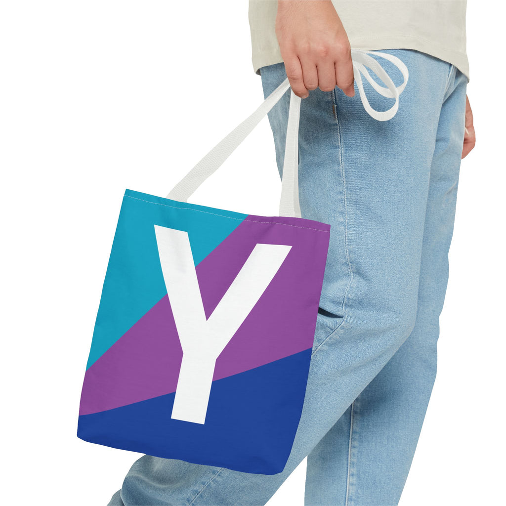 Monogram 'Y' Colorblock Tote Bag — Personalized Initial Y Shoulder Tote