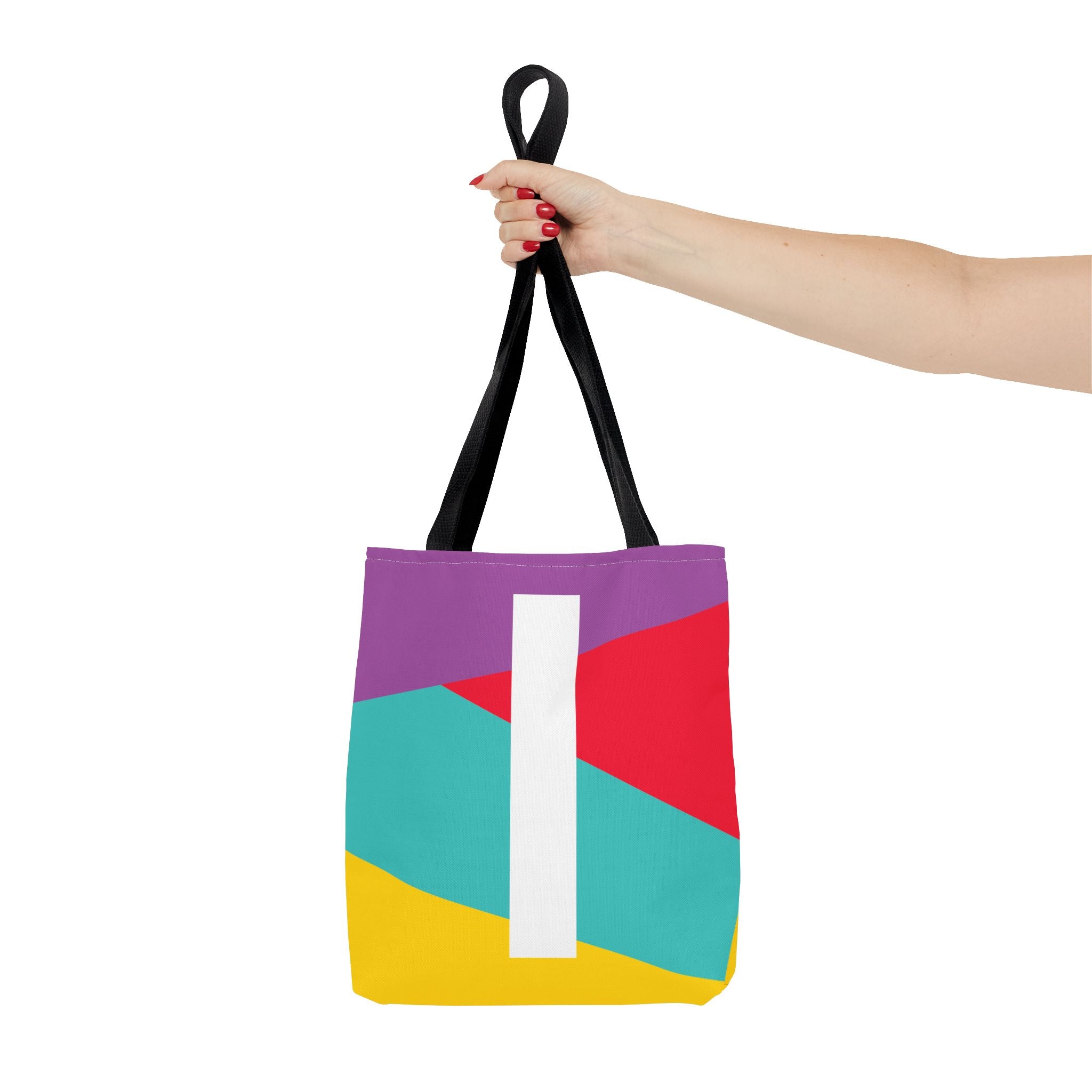 Monogram 'I' Colorblock Tote Bag — Personalized Initial I Shoulder Tote