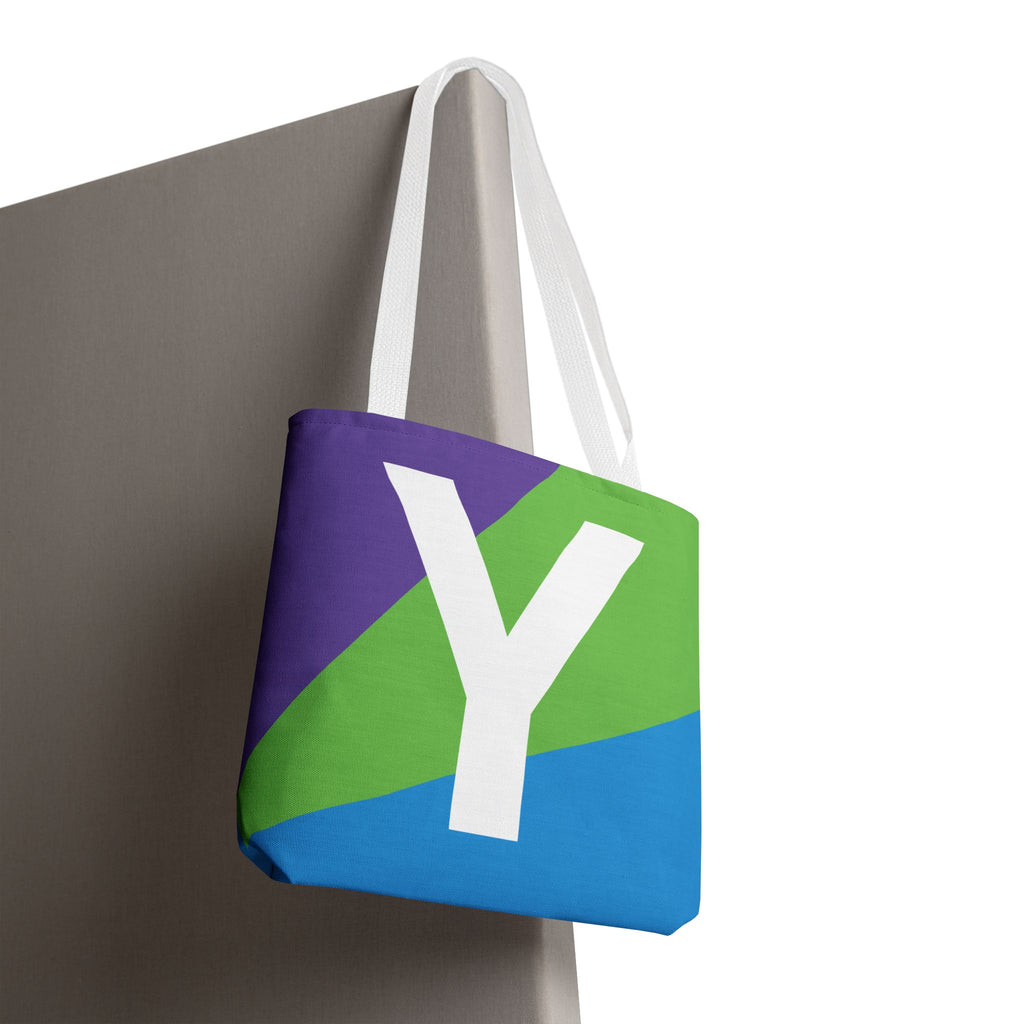 Monogram 'Y' Colorblock Tote Bag — Personalized Initial Y Shoulder Tote