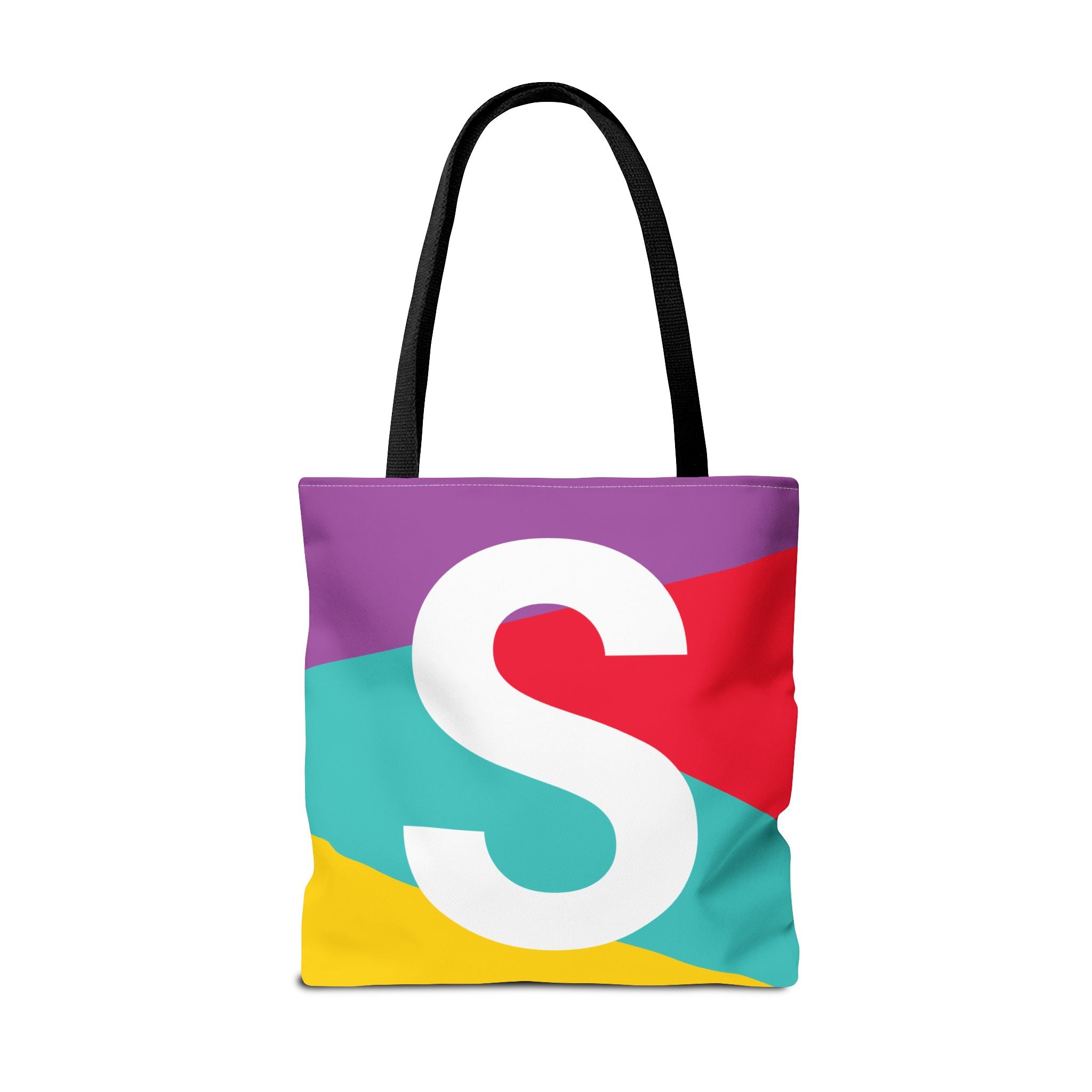 Monogram 'S' Colorblock Tote Bag — Personalized Initial S Shoulder Tote