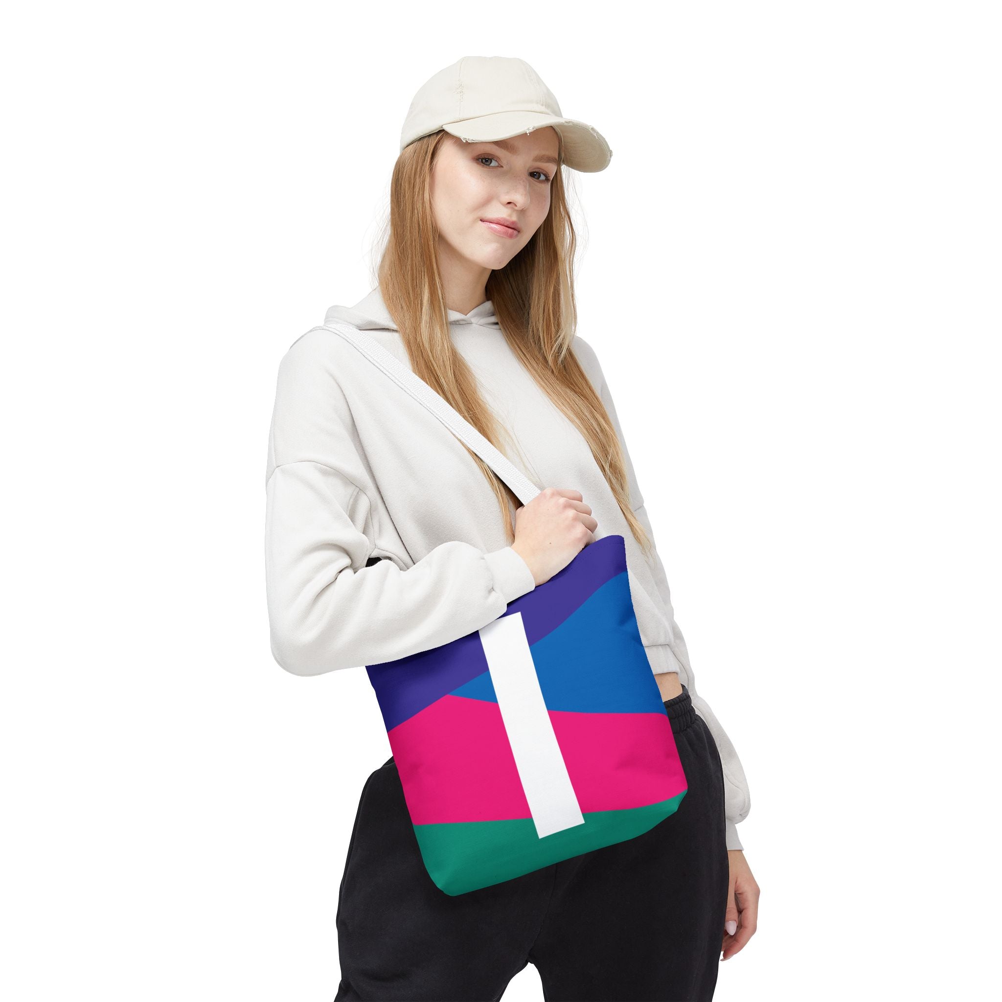 Monogram 'I' Colorblock Tote Bag — Personalized Initial I Shoulder Tote
