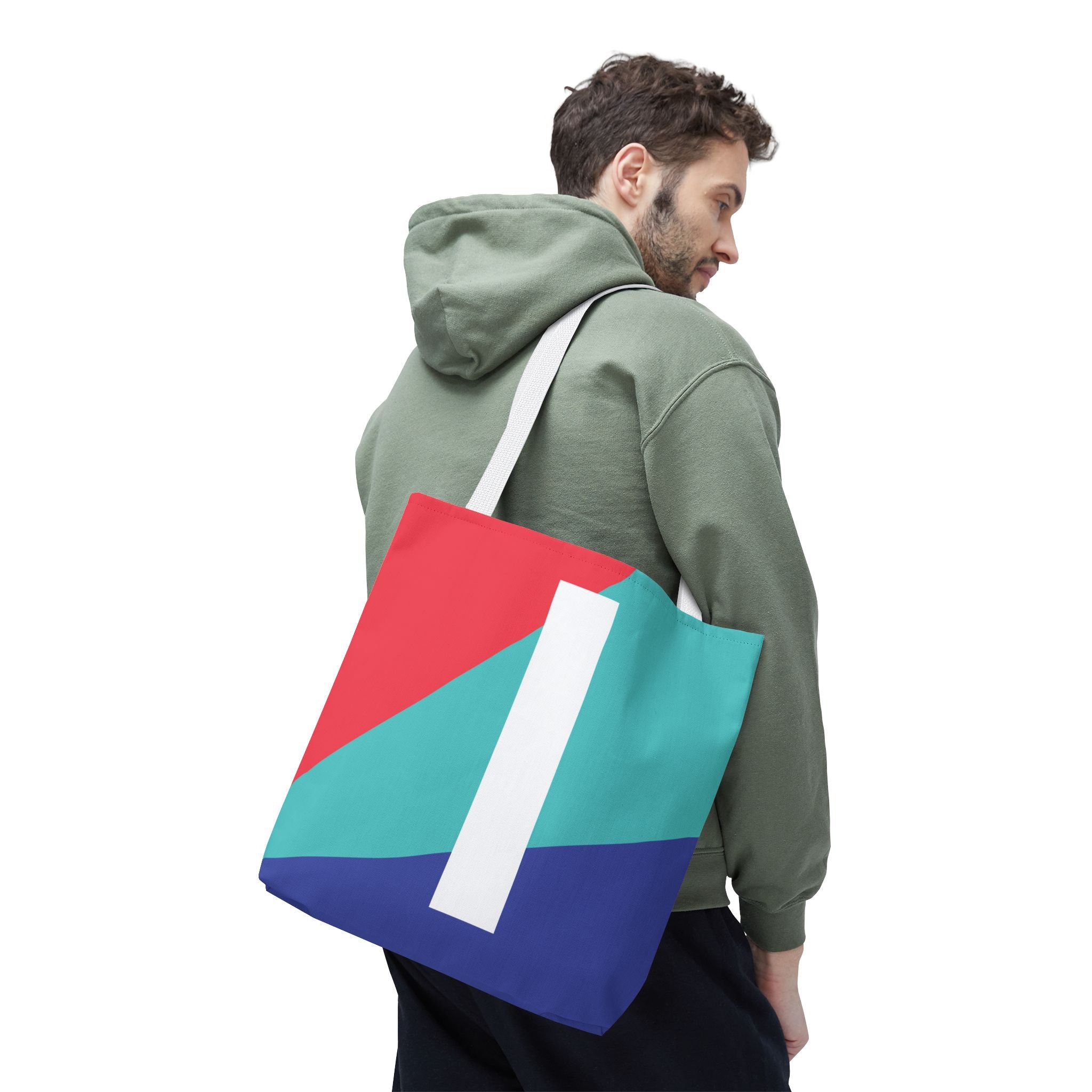 Monogram 'I' Colorblock Tote Bag — Personalized Initial I Shoulder Tote