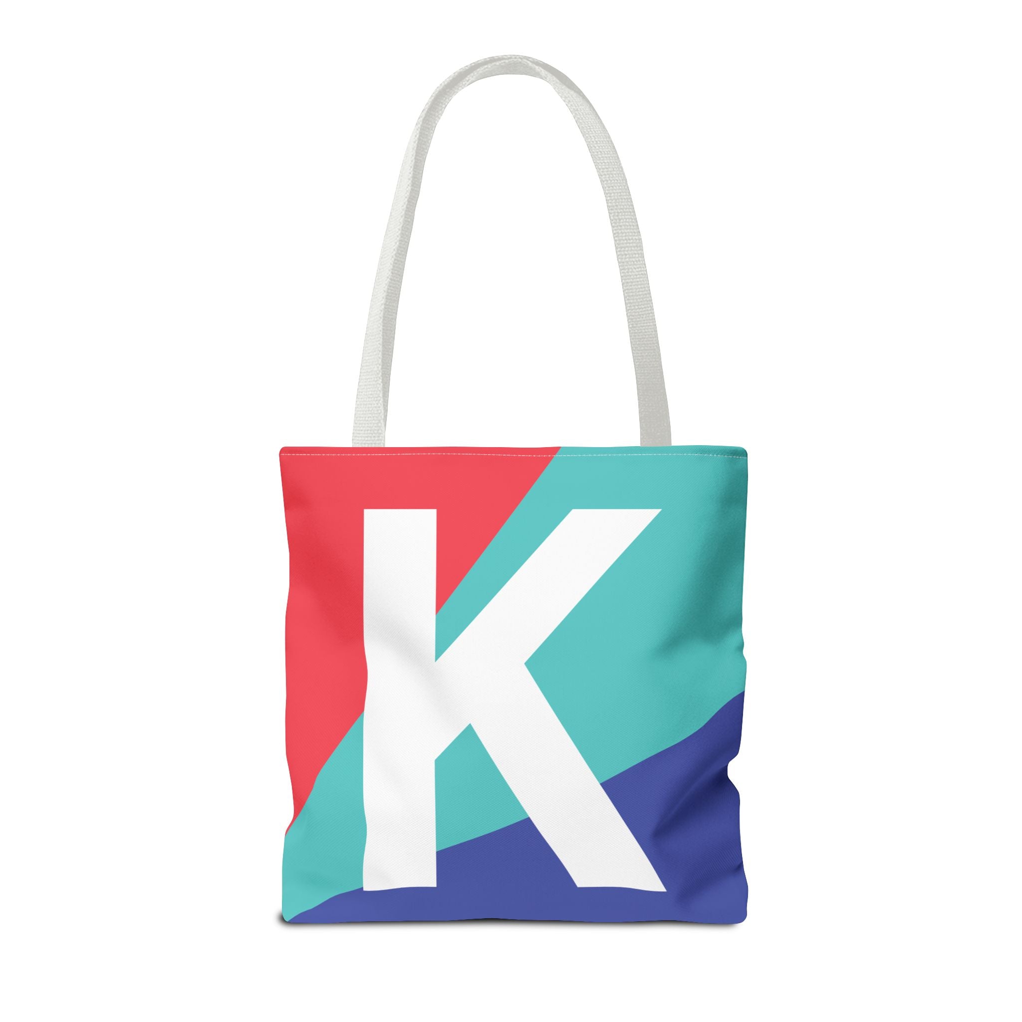 Monogram 'K' Colorblock Tote Bag — Personalized Initial K Shoulder Tote