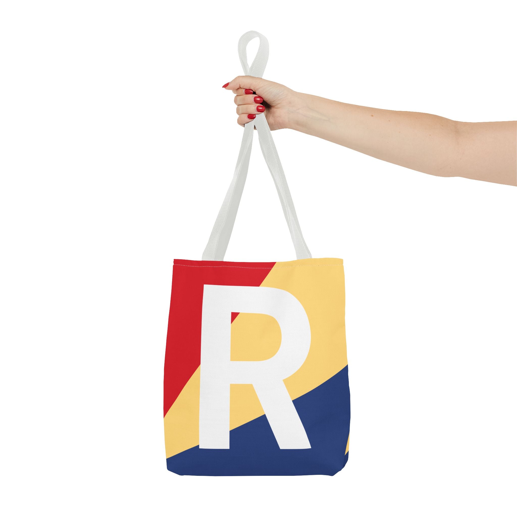 Monogram 'R' Colorblock Tote Bag — Personalized Initial R Shoulder Tote