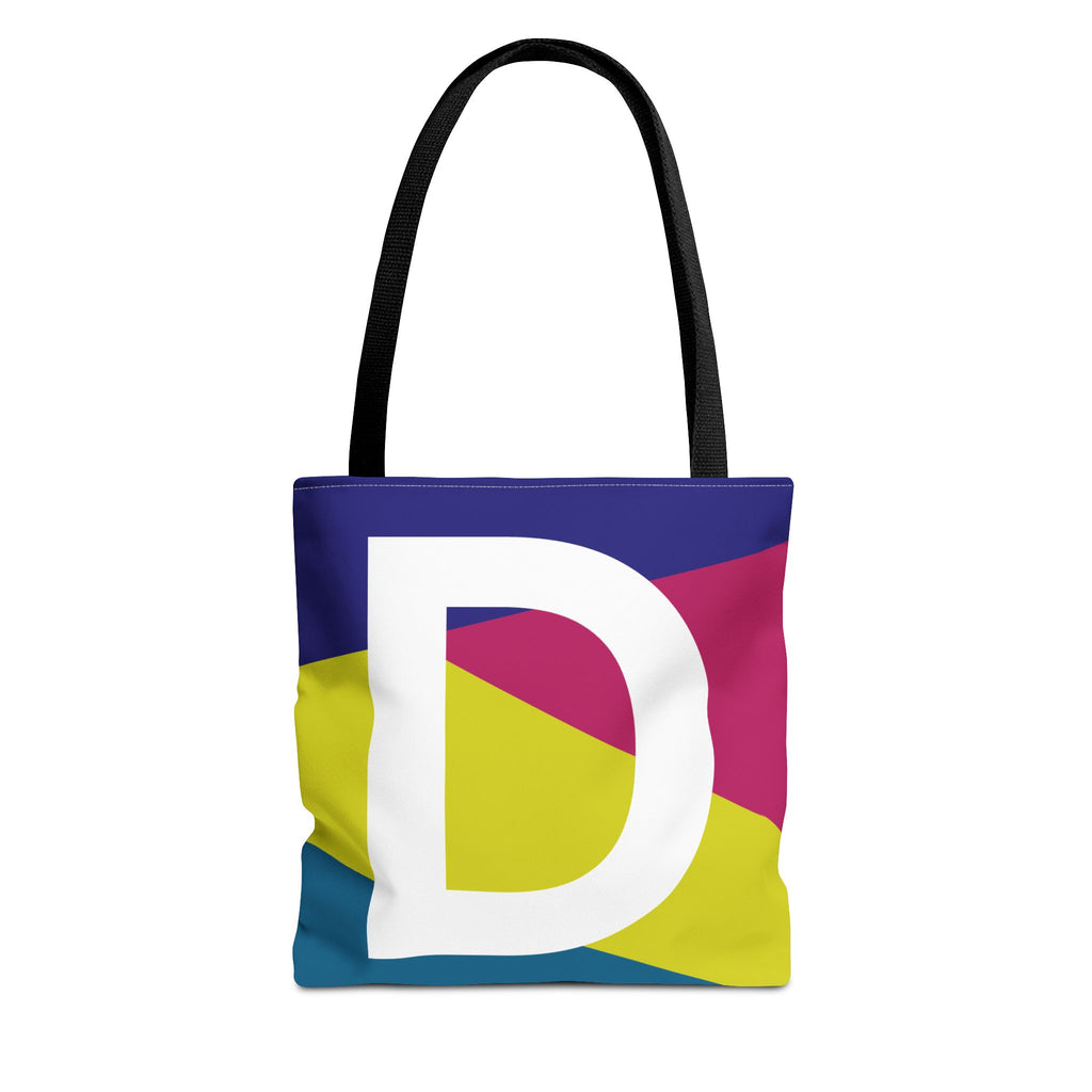 Monogram 'D' Colorblock Tote Bag — Personalized Initial D Shoulder Tote