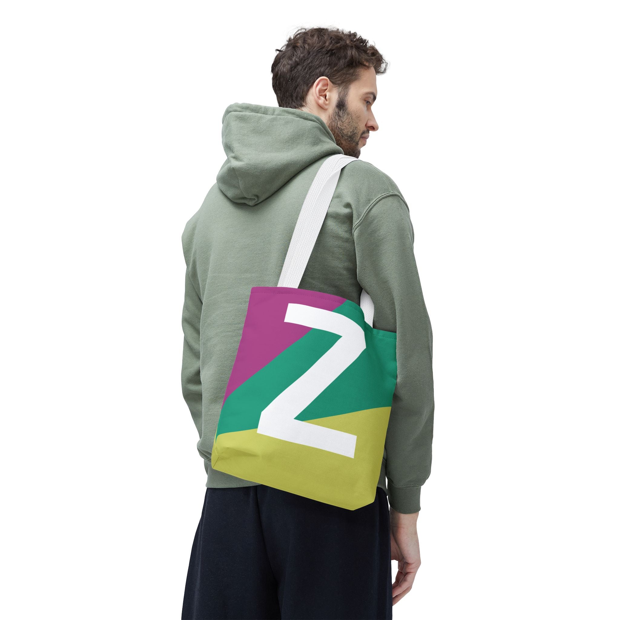 Monogram 'Z' Colorblock Tote Bag — Personalized Initial Z Shoulder Tote