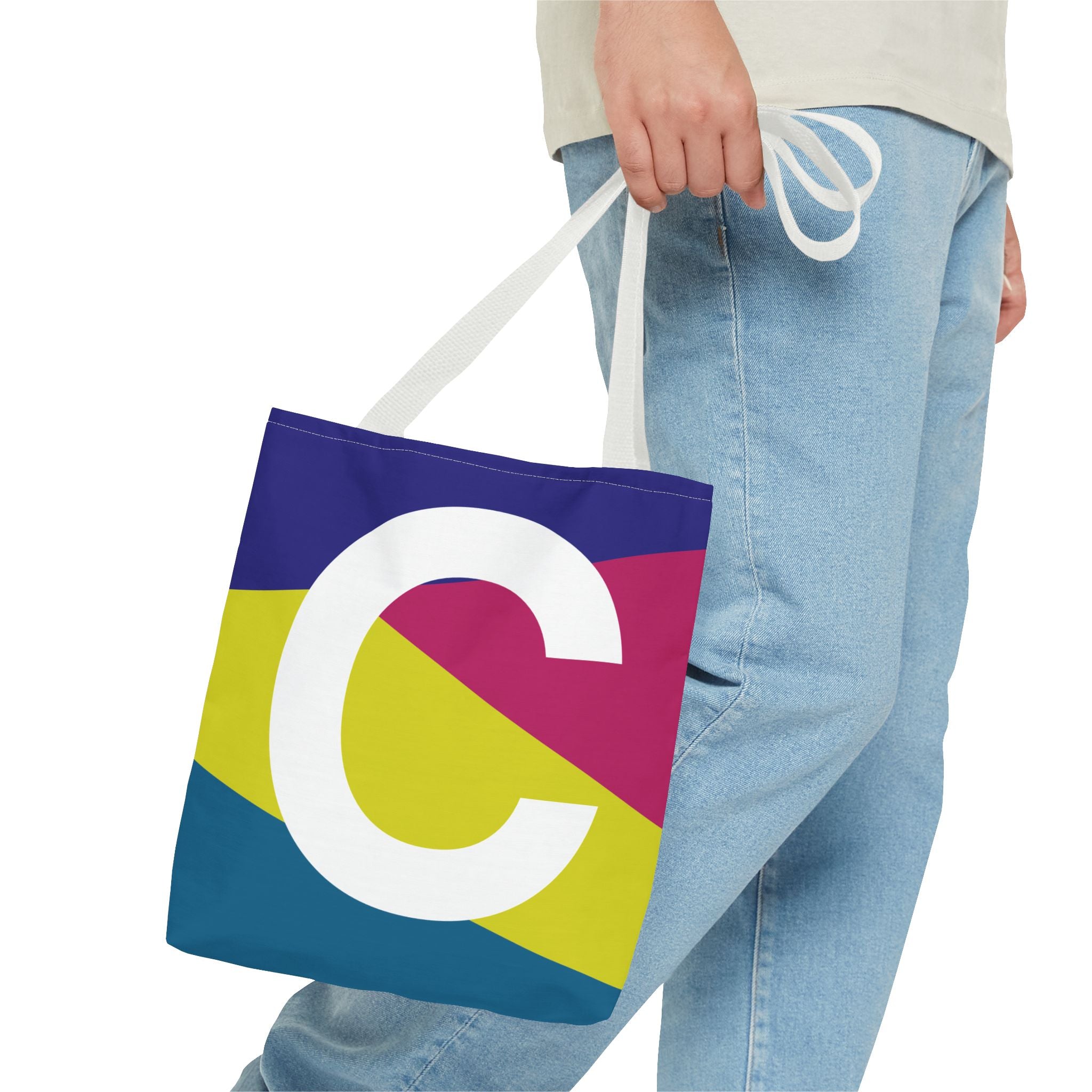 Monogram 'C' Colorblock Tote Bag — Personalized Initial C Shoulder Tote