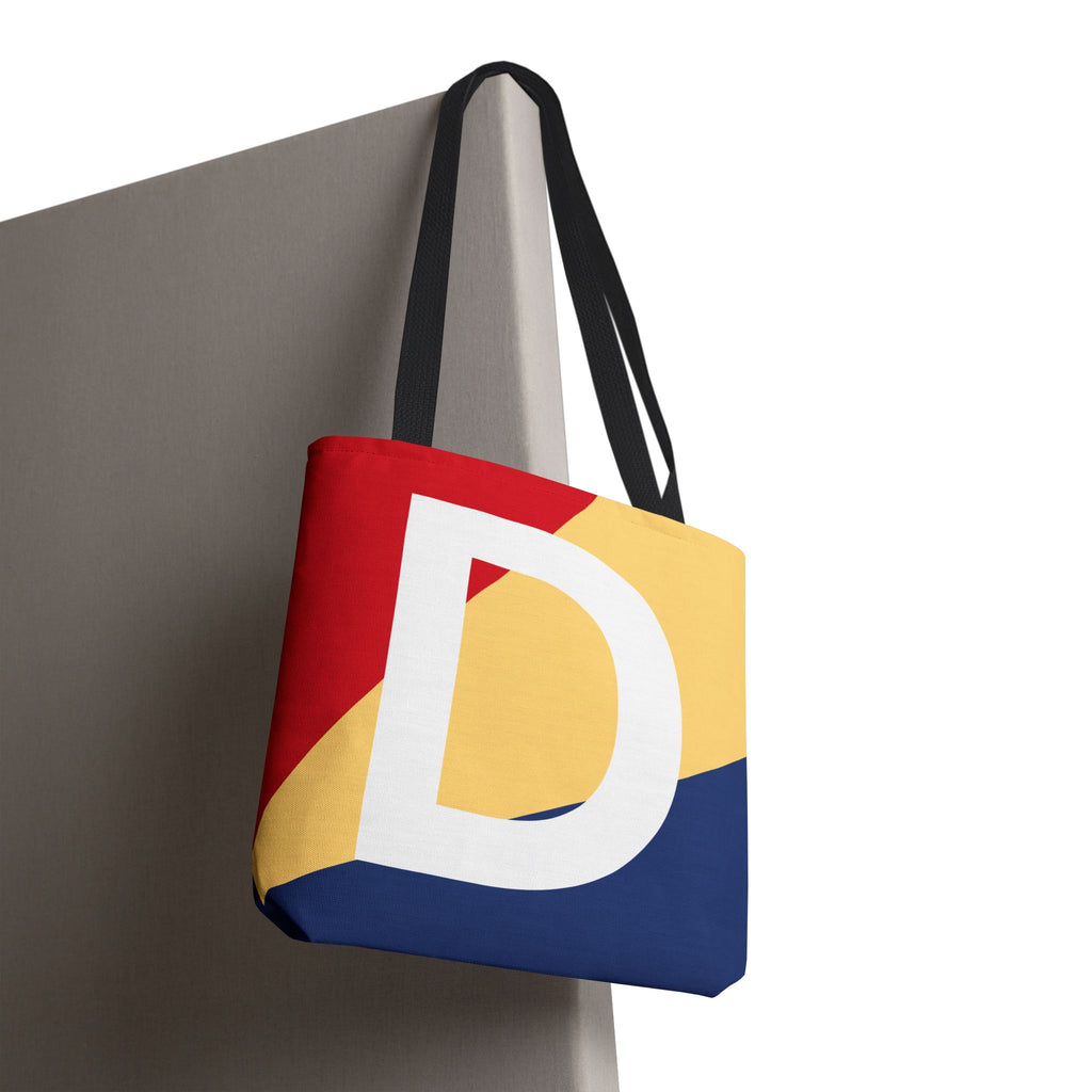 Monogram 'D' Colorblock Tote Bag — Personalized Initial D Shoulder Tote