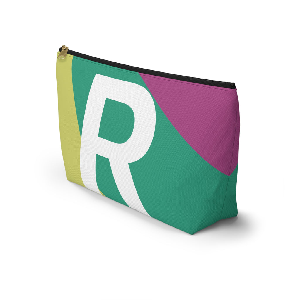 Initials Colorblock Accessory Pouch — Monogram R T-Bottom Cosmetic Bag