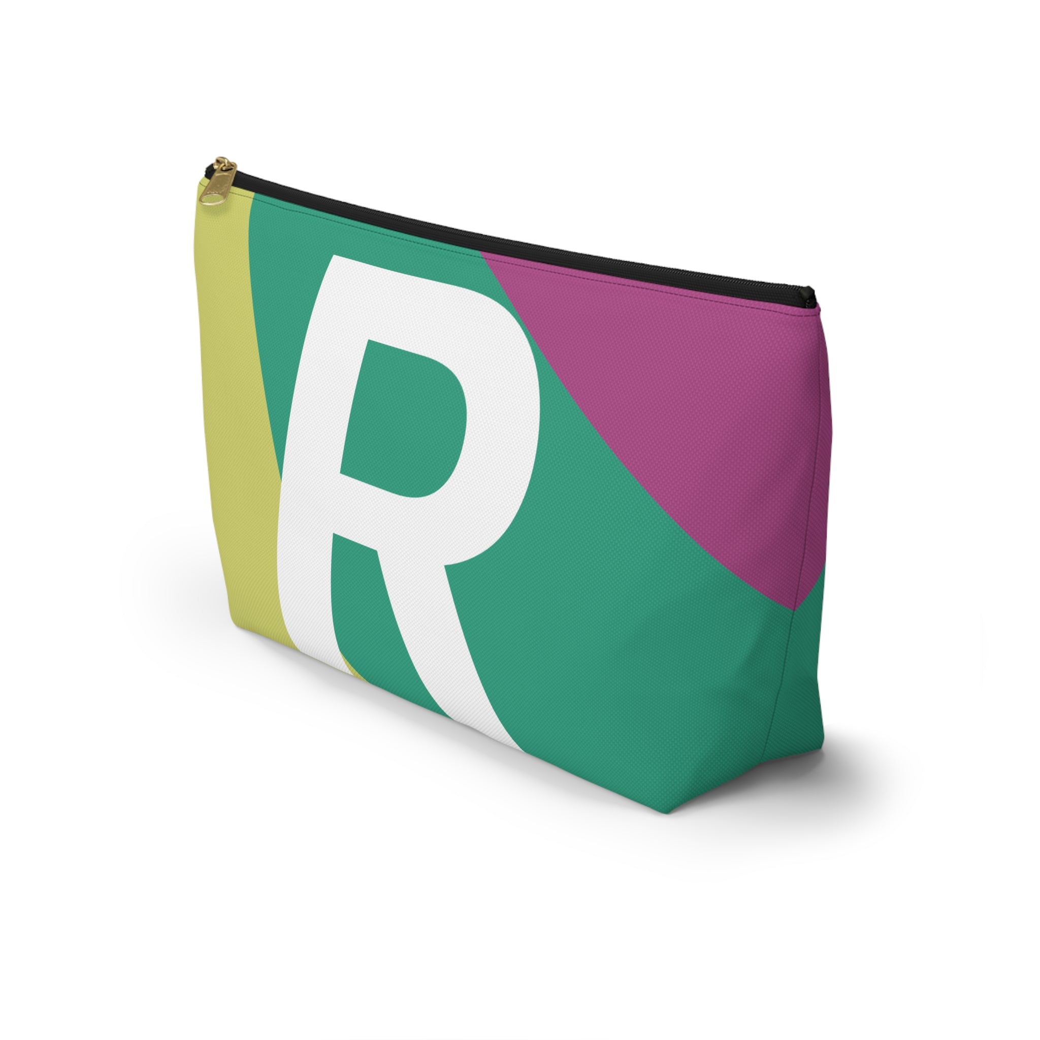 Initials Colorblock Accessory Pouch — Monogram R T-Bottom Cosmetic Bag