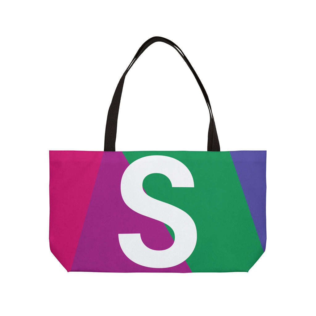 Personalized 'S' Colorblock Tote Bag — Monogram Weekender Tote