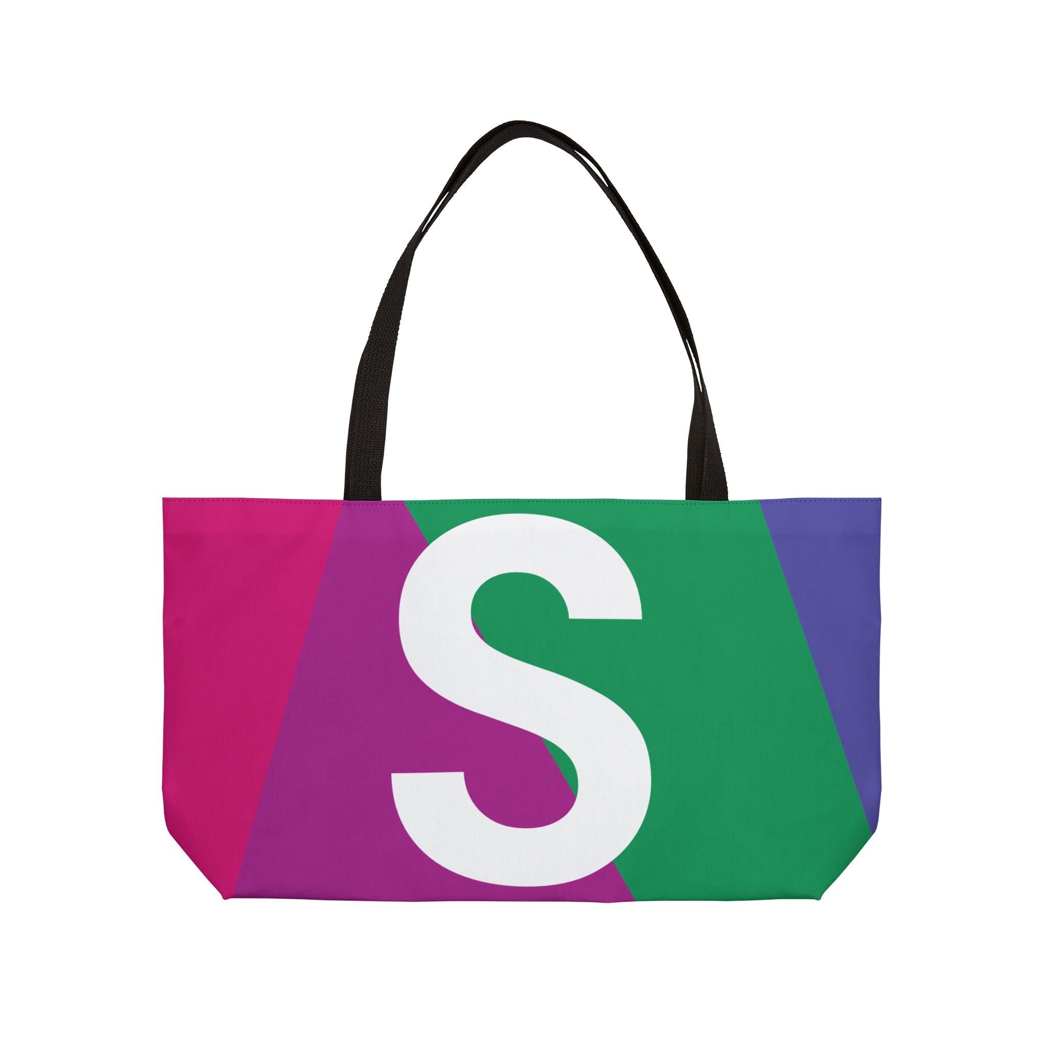 Personalized 'S' Colorblock Tote Bag — Monogram Weekender Tote