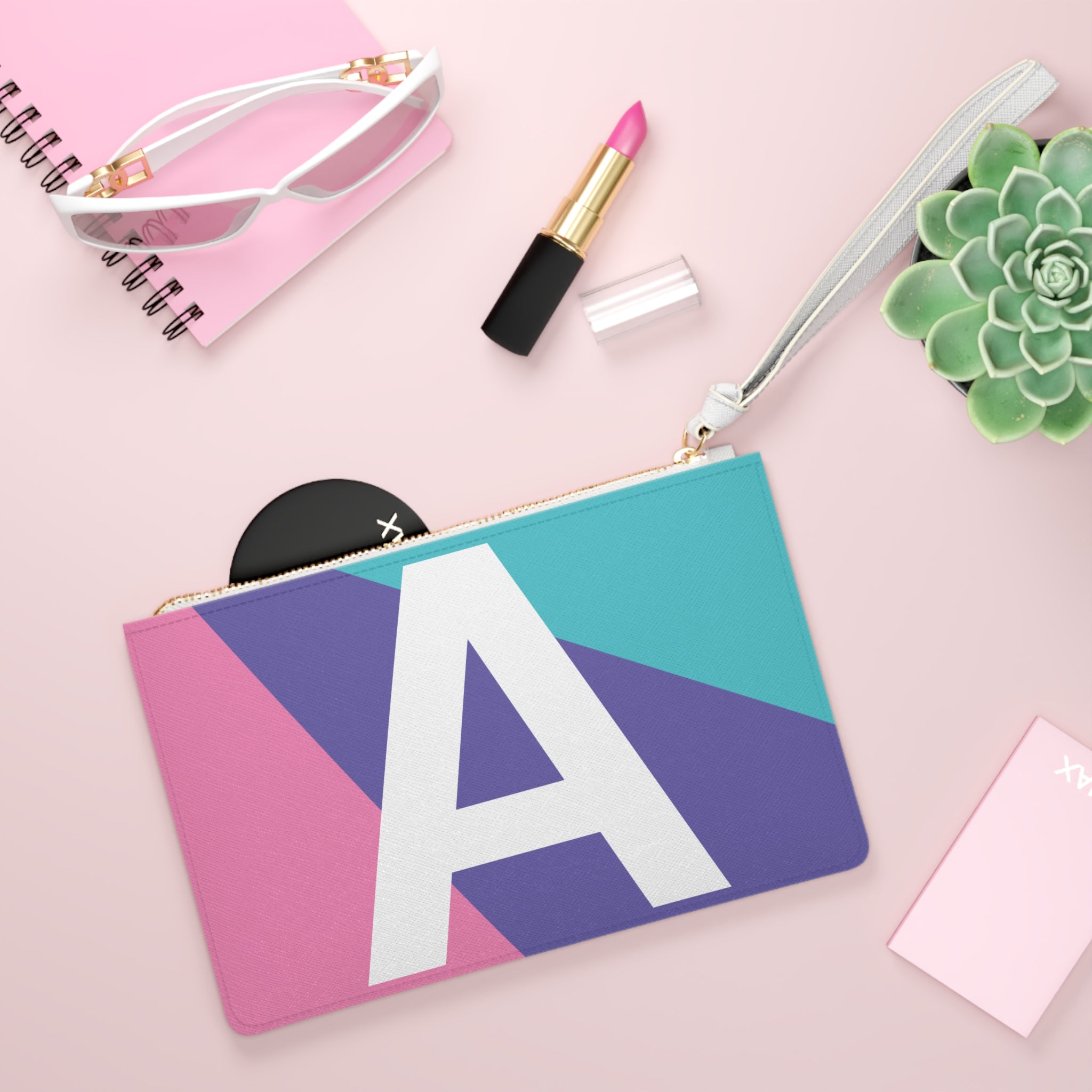 Monogram 'A' Colorblock Clutch Bag — Bold Geometric Wristlet for Everyday & Gifts