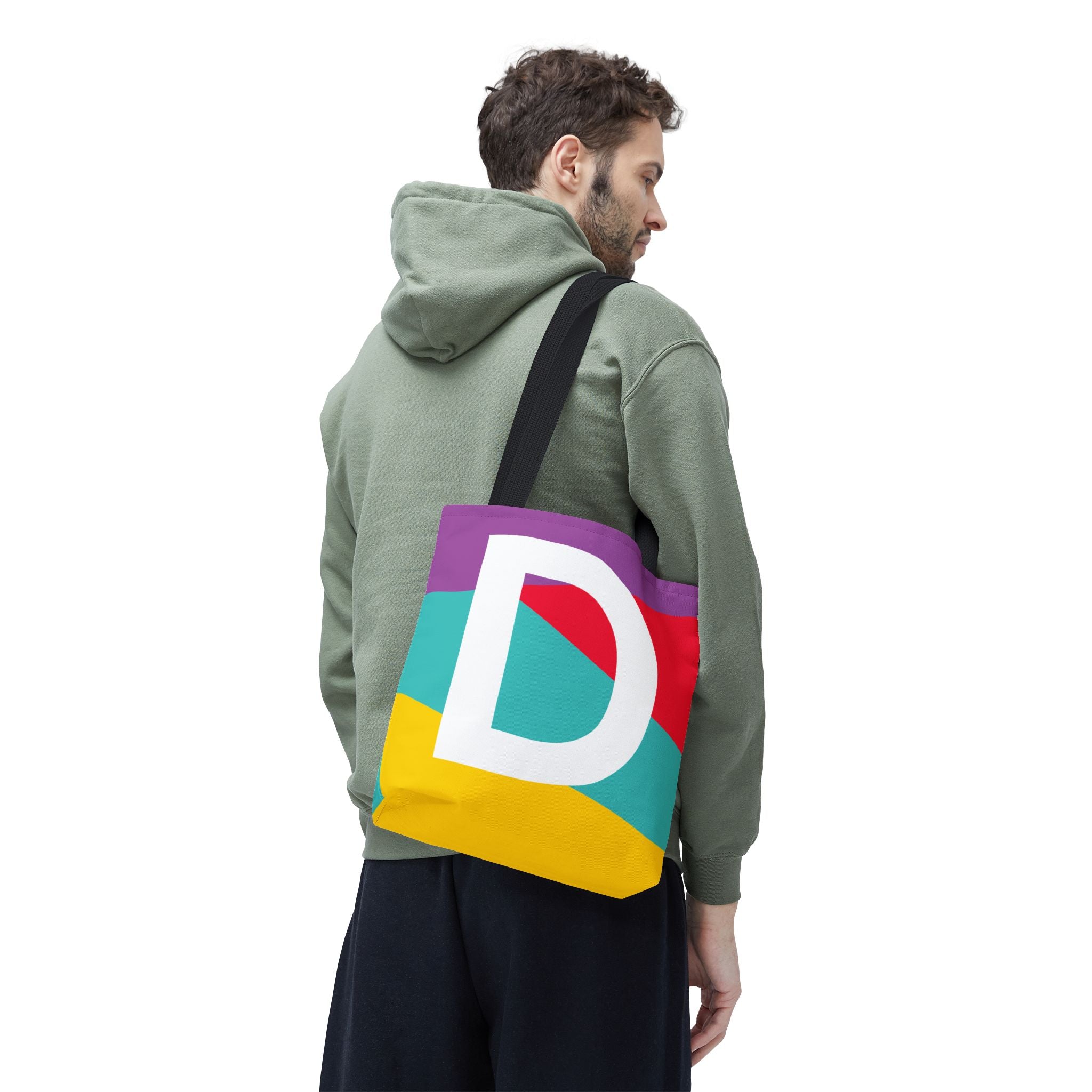 Monogram 'D' Colorblock Tote Bag — Personalized Initial D Shoulder Tote