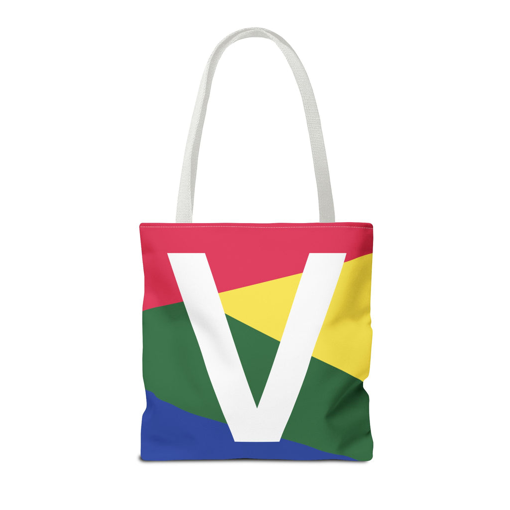 Monogram 'V' Colorblock Tote Bag — Personalized Initial V Shoulder Tote