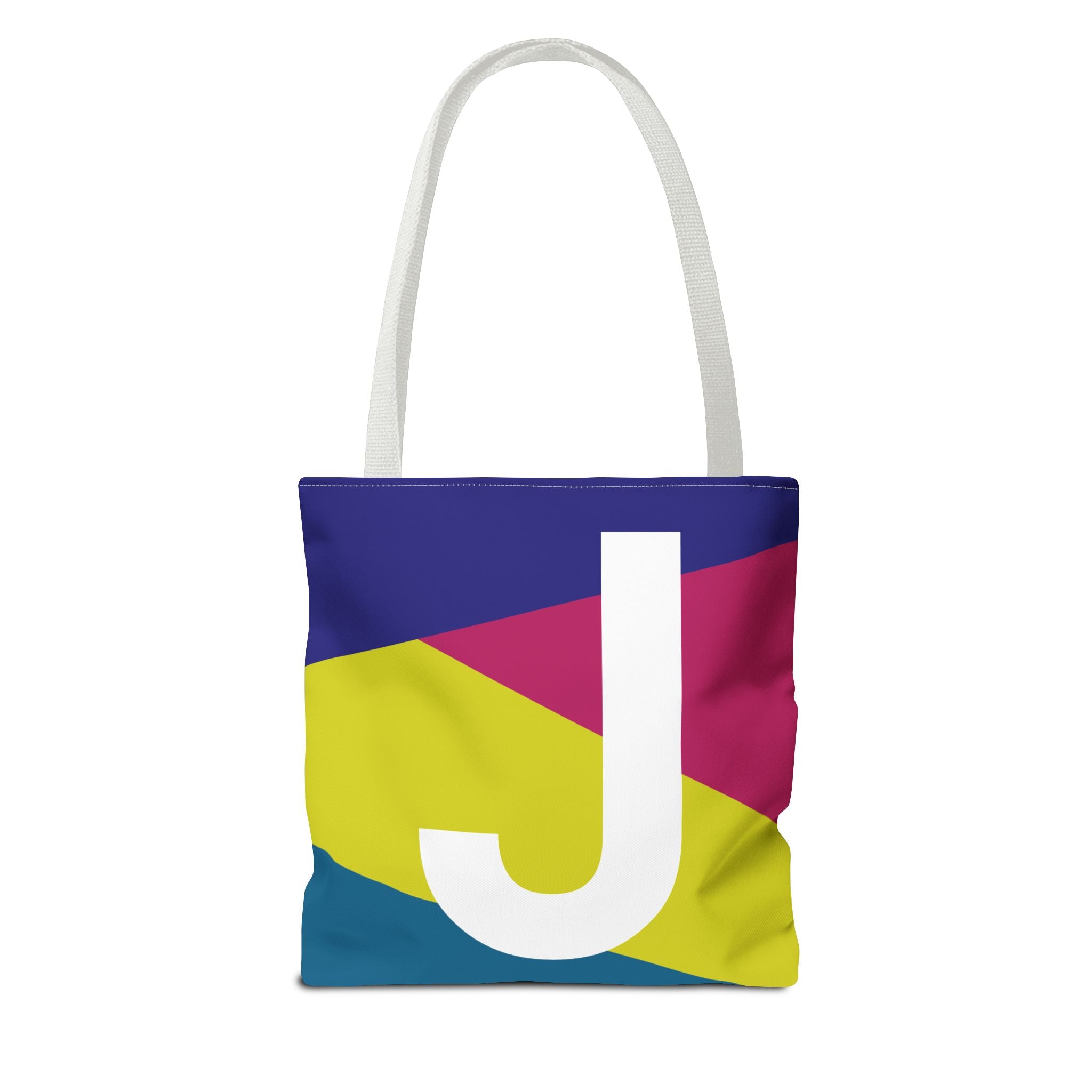 Monogram 'J' Colorblock Tote Bag — Personalized Initial J Shoulder Tote