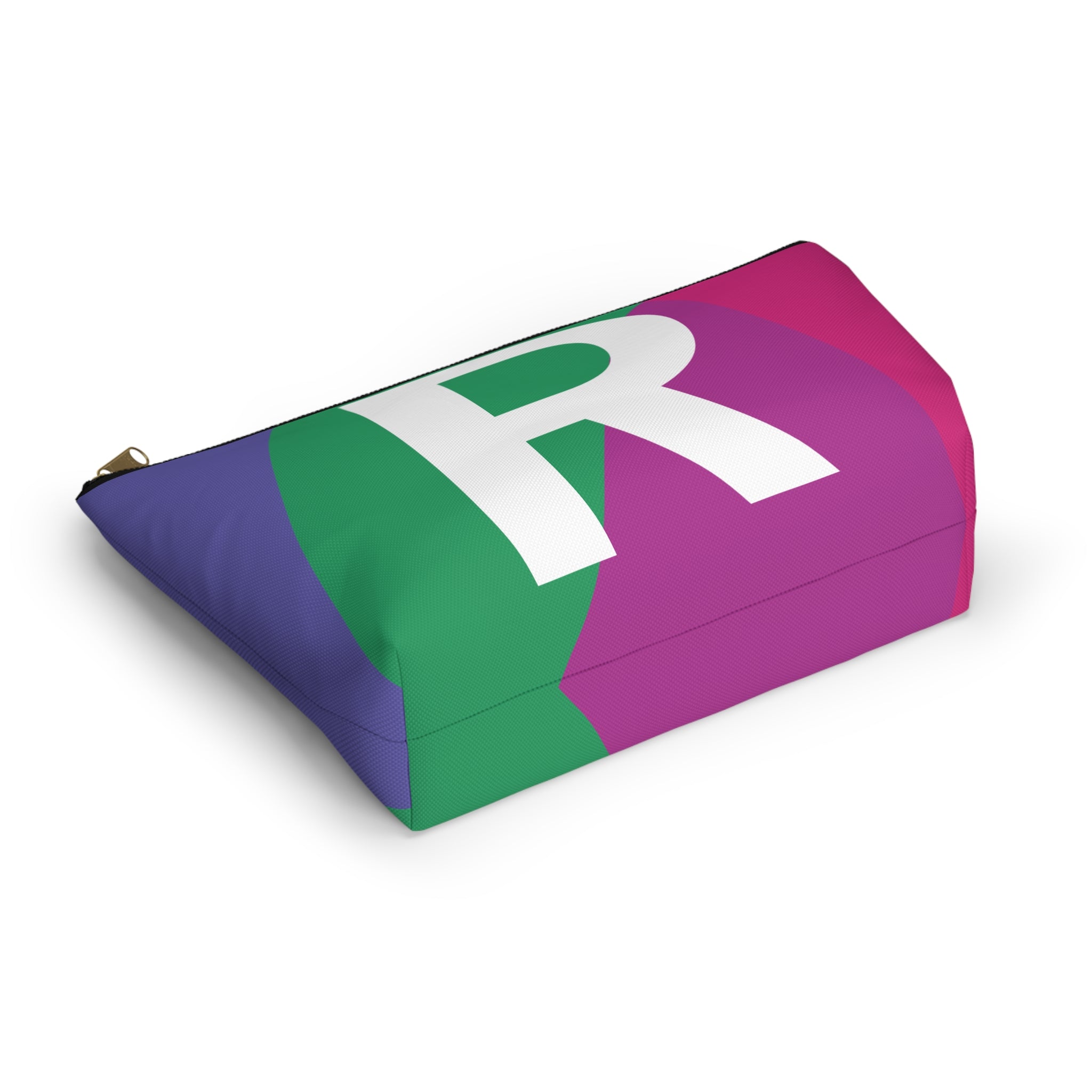 Initials Colorblock Accessory Pouch — Monogram R T-Bottom Cosmetic Bag