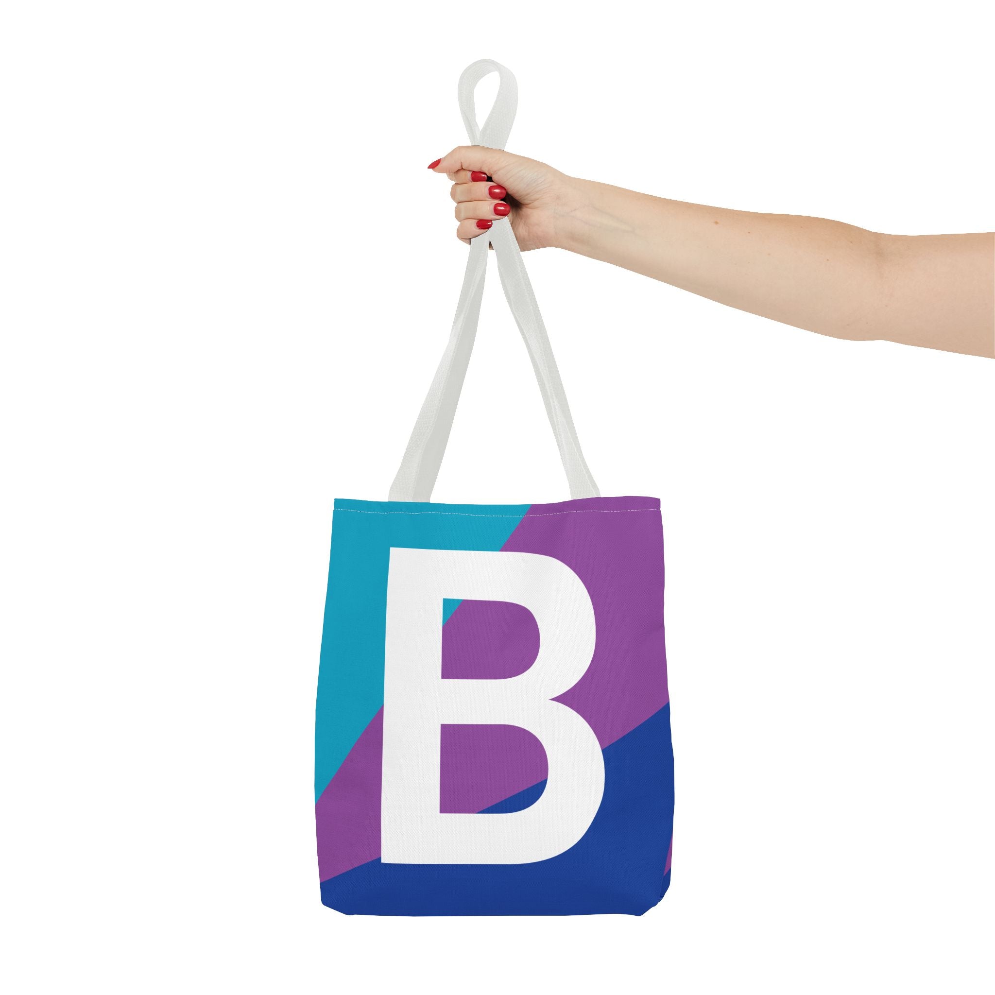 Monogram 'B' Colorblock Tote Bag — Personalized Initial B Shoulder Tote