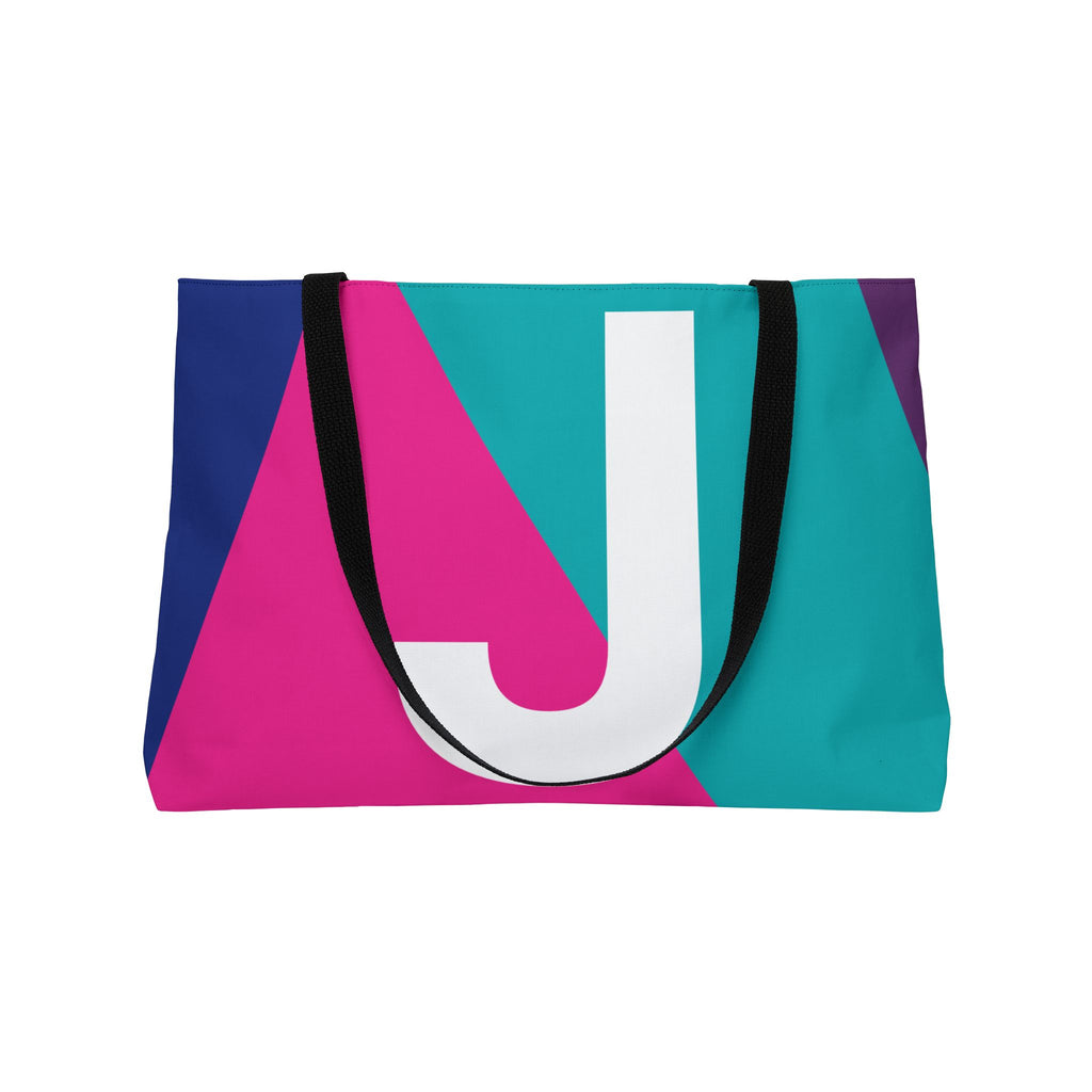 Personalized 'J' Colorblock Tote Bag — Monogram Weekender Tote