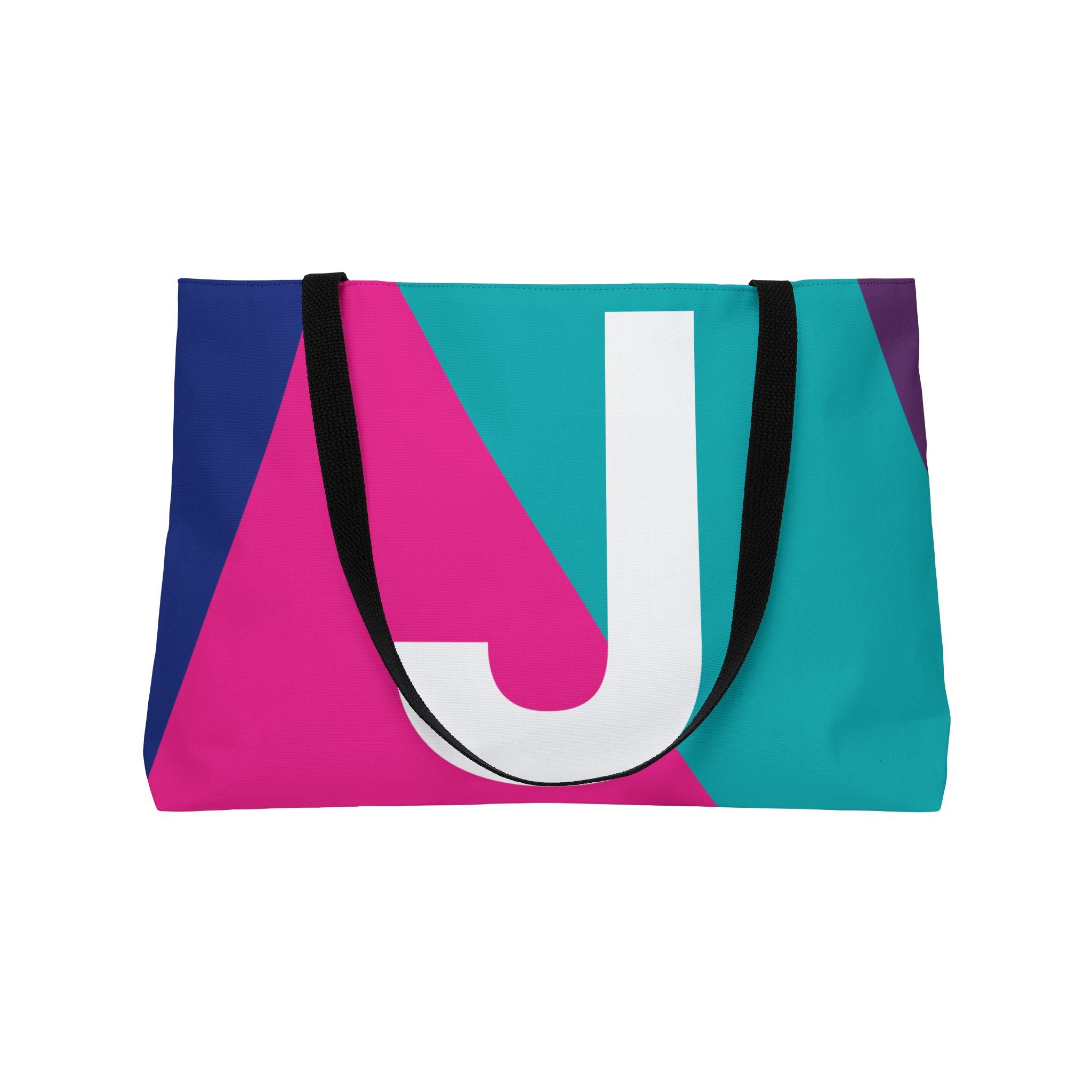 Personalized 'J' Colorblock Tote Bag — Monogram Weekender Tote