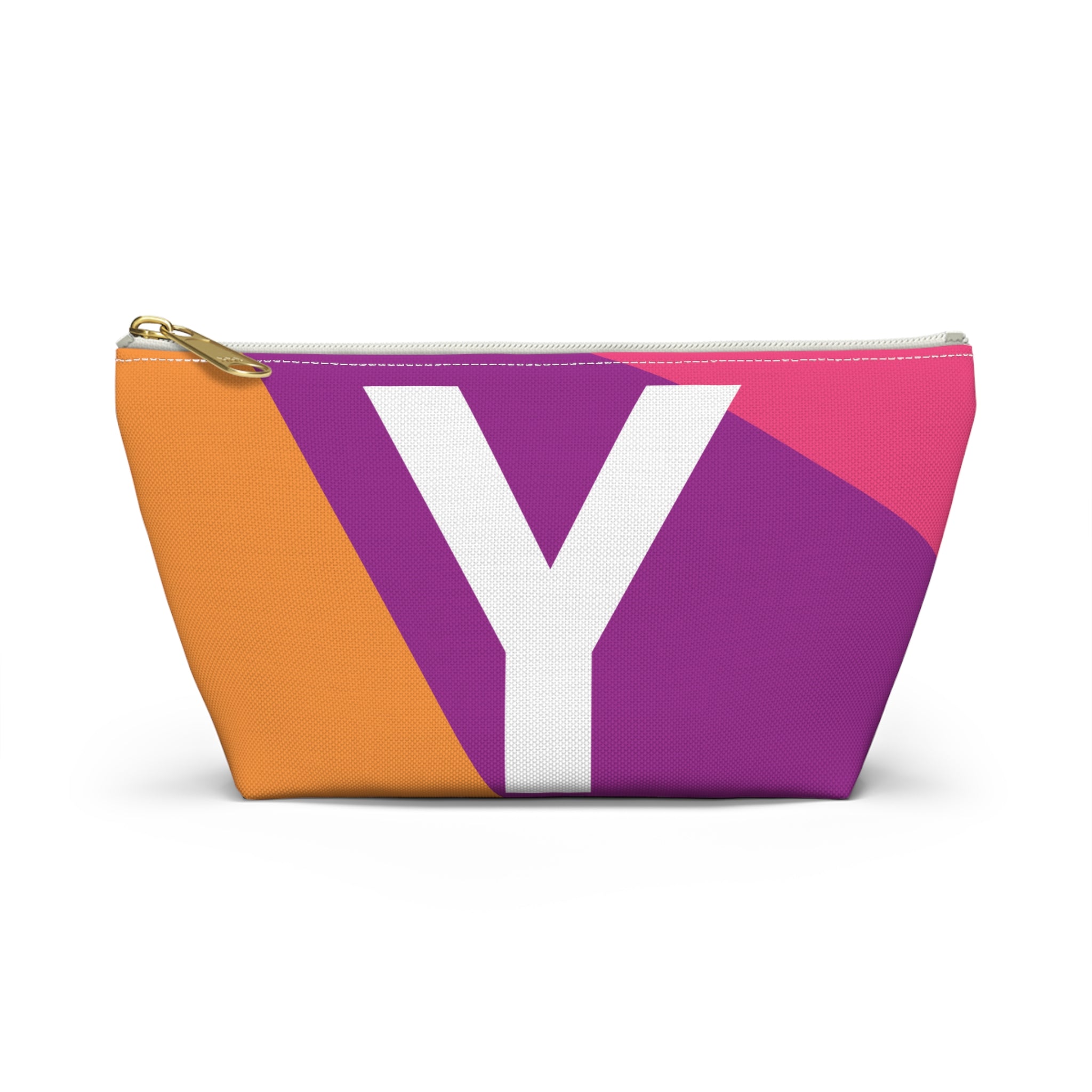 Initials Colorblock Accessory Pouch — Monogram Y T-Bottom Cosmetic Bag