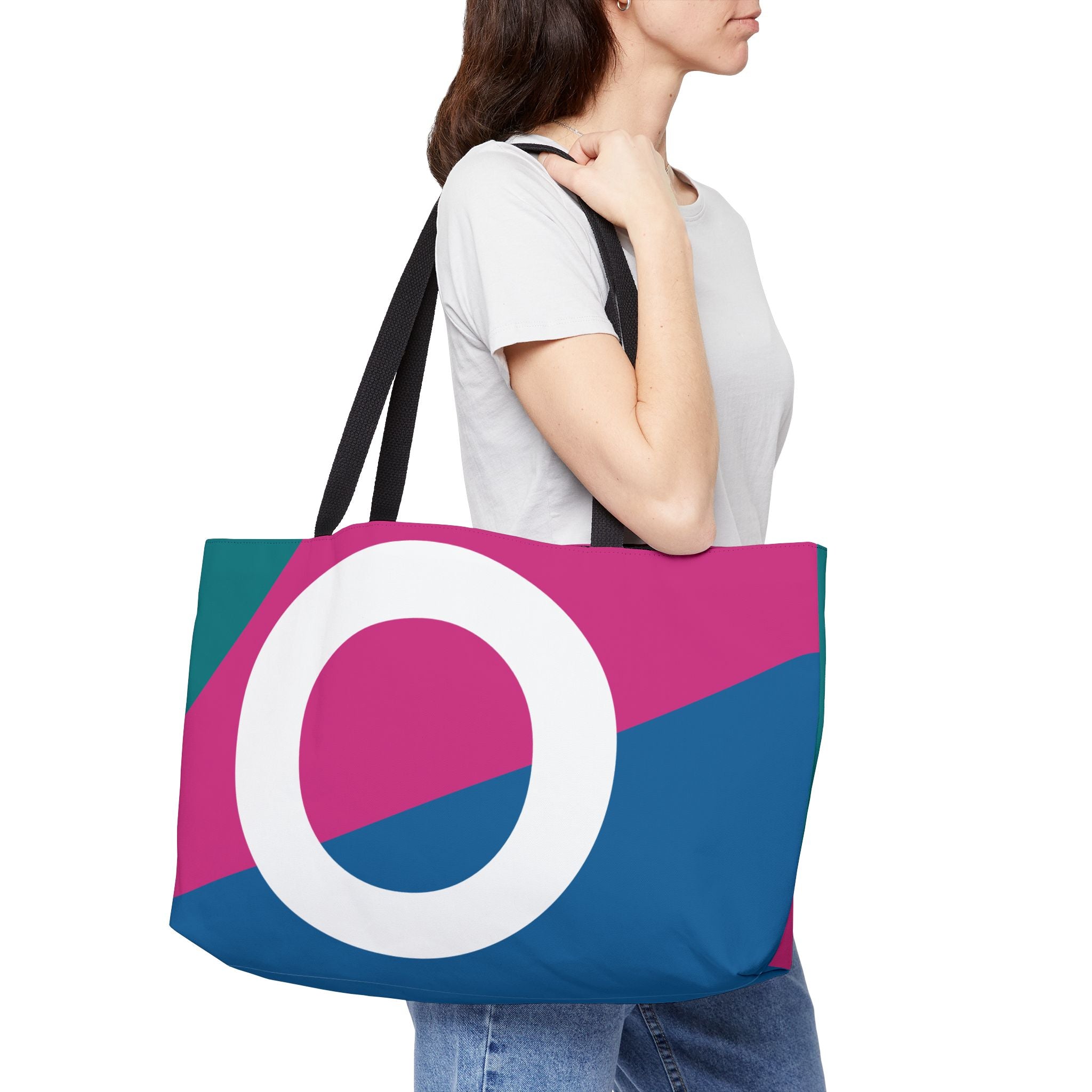 Personalized 'O' Colorblock Tote Bag — Monogram Weekender Tote