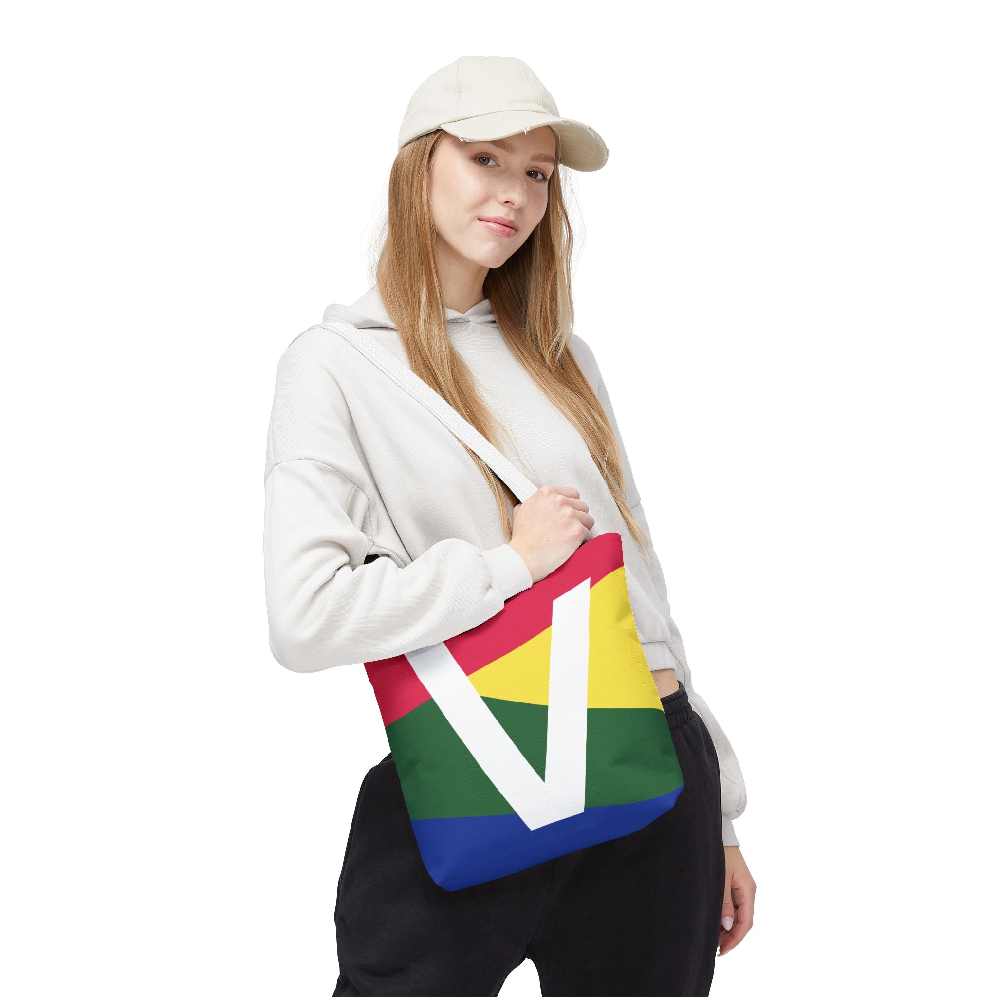 Monogram 'V' Colorblock Tote Bag — Personalized Initial V Shoulder Tote