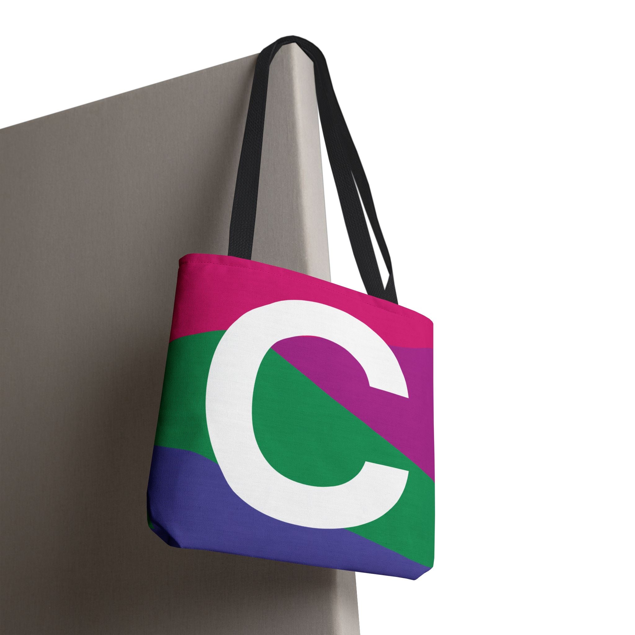 Monogram 'C' Colorblock Tote Bag — Personalized Initial C Shoulder Tote
