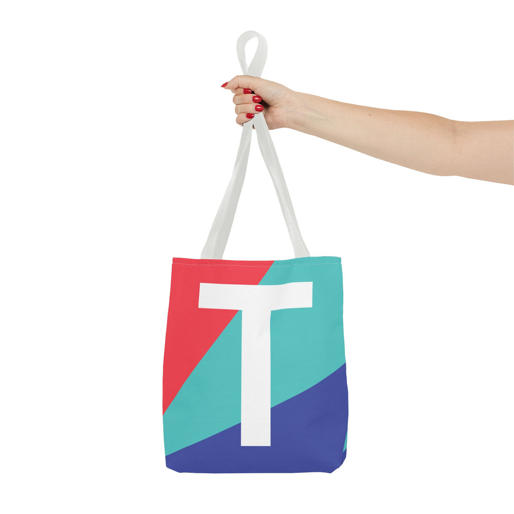 Monogram 'T' Colorblock Tote Bag — Personalized Initial T Shoulder Tote
