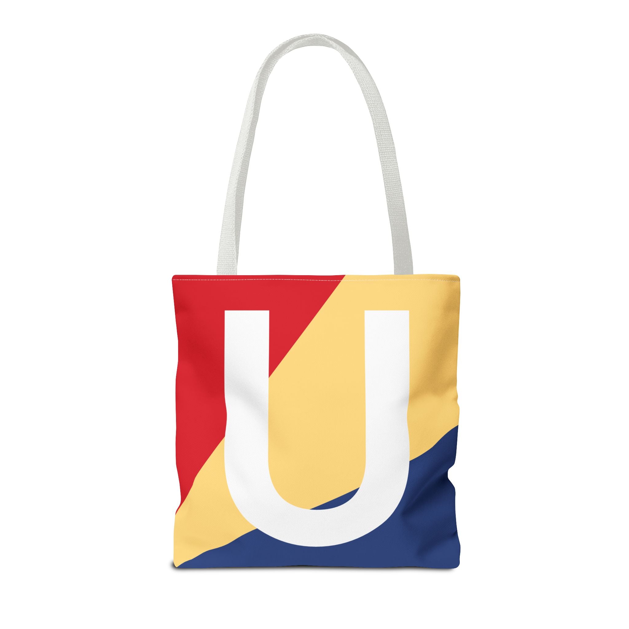 Monogram 'U' Colorblock Tote Bag — Personalized Initial U Shoulder Tote