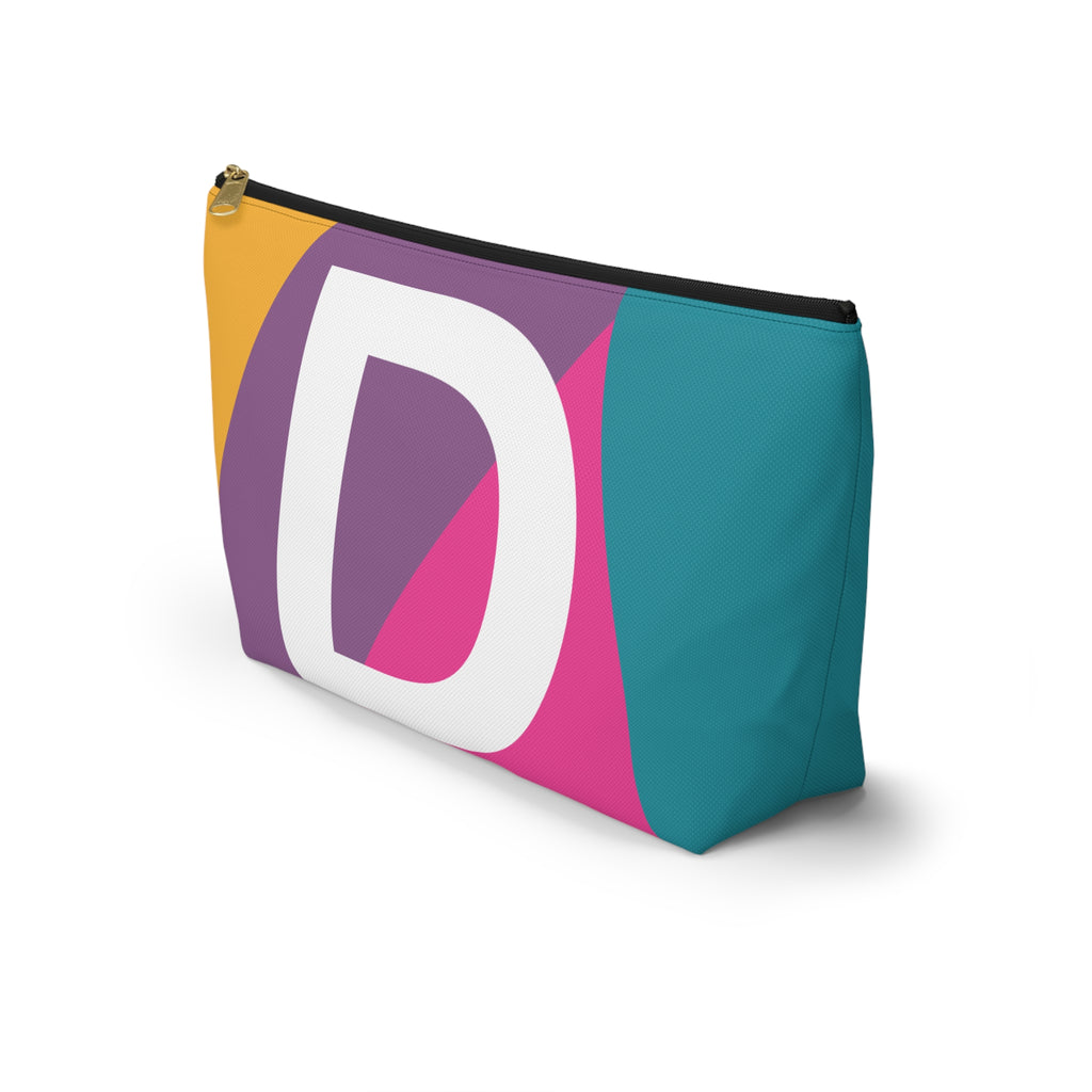 Initials Colorblock Accessory Pouch — Monogram D T-Bottom Cosmetic Bag
