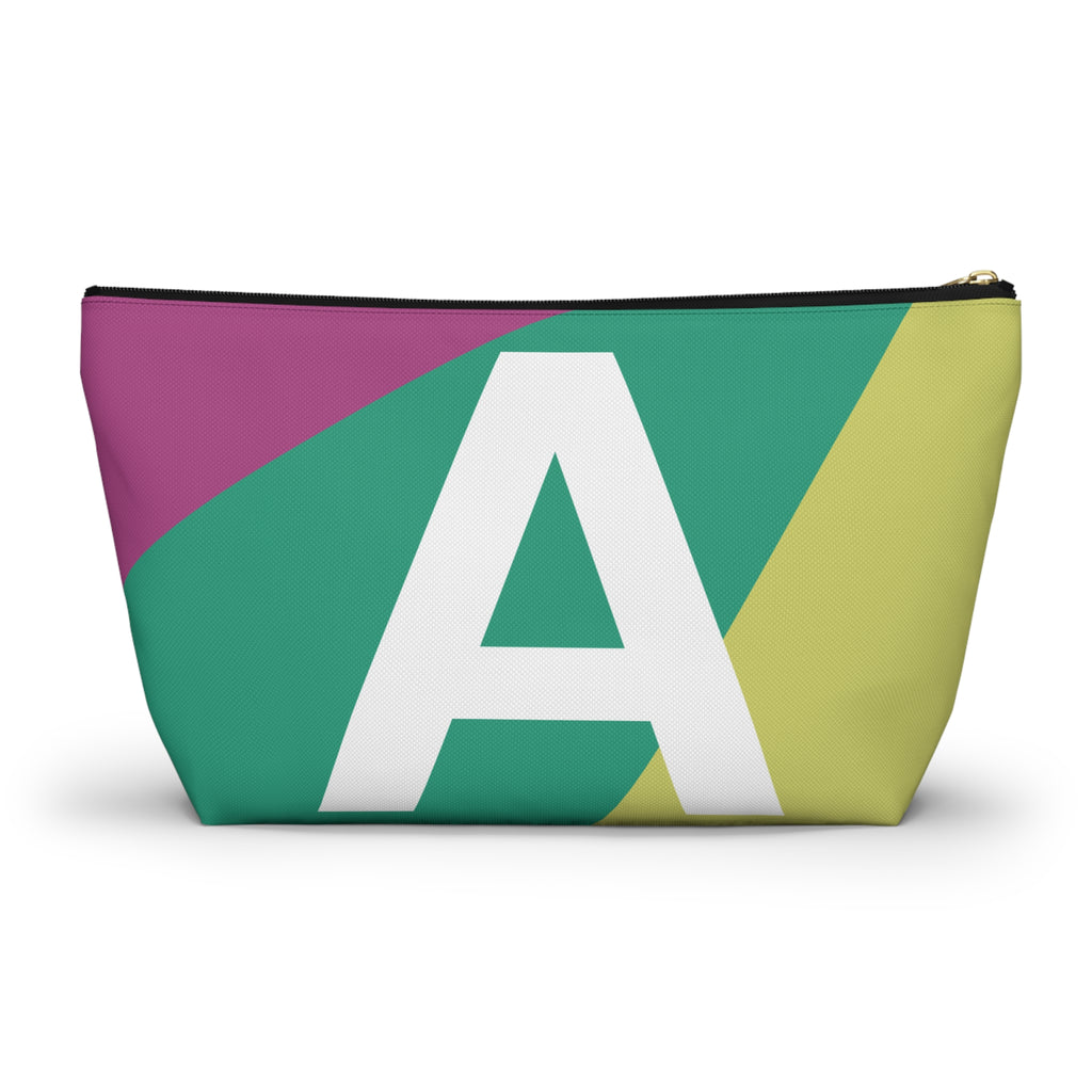 Initials Colorblock Accessory Pouch — Monogram A T-Bottom Cosmetic Bag