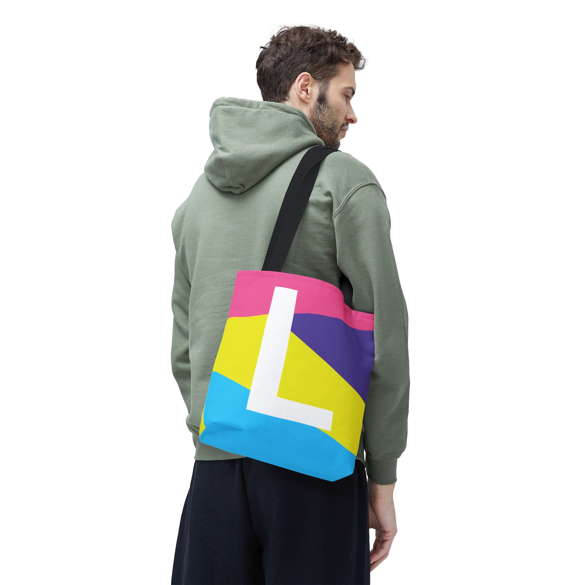 Monogram 'L' Colorblock Tote Bag — Personalized Initial L Shoulder Tote