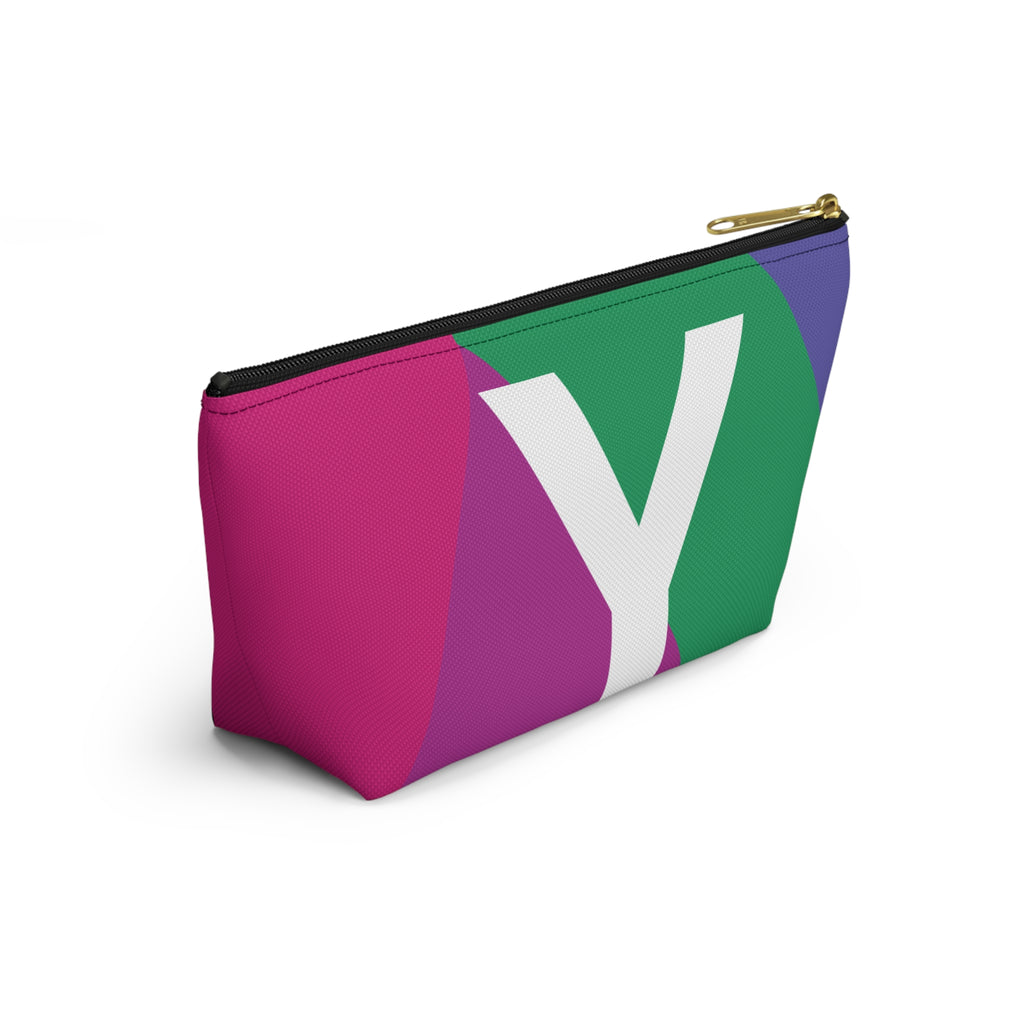 Initials Colorblock Accessory Pouch — Monogram Y T-Bottom Cosmetic Bag