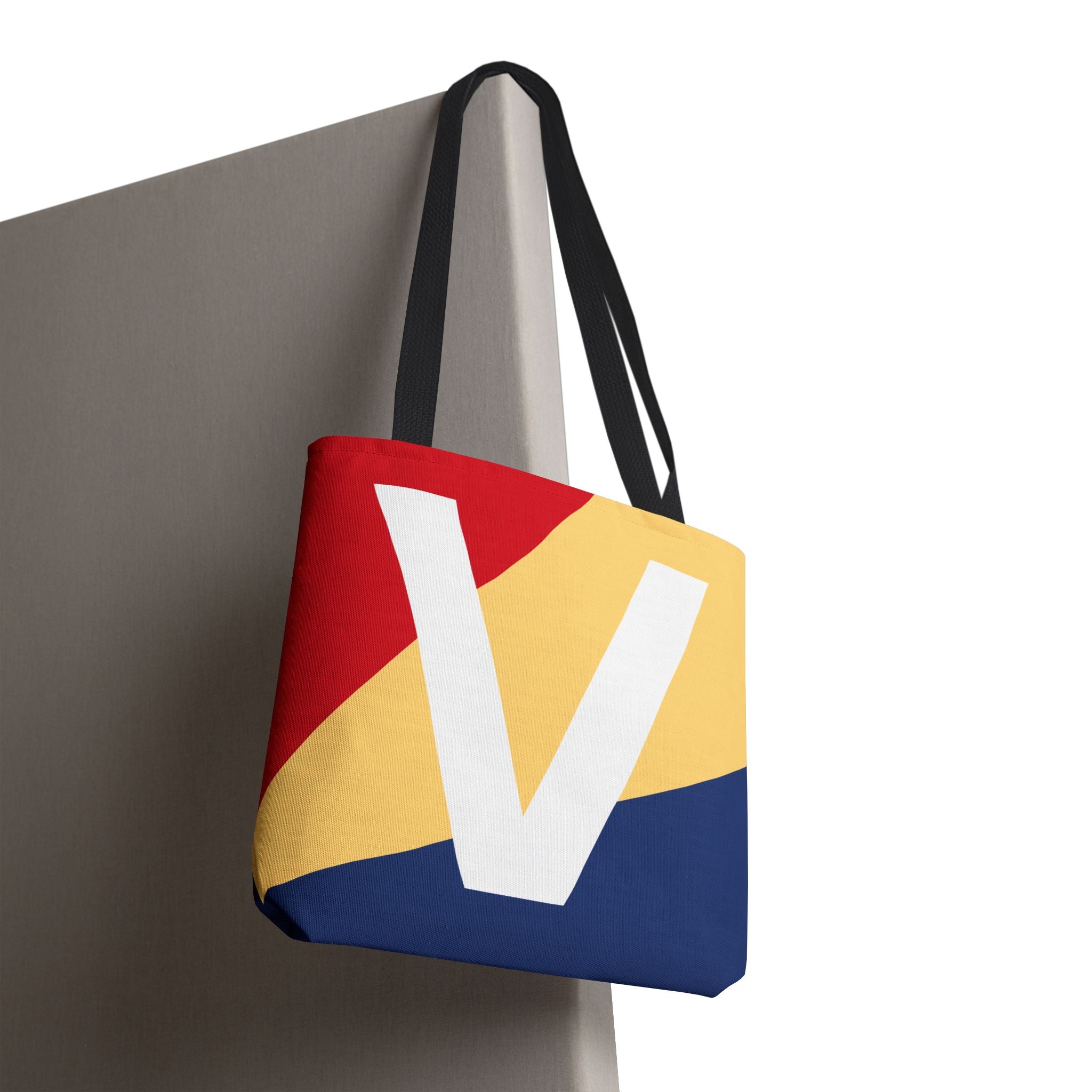Monogram 'V' Colorblock Tote Bag — Personalized Initial V Shoulder Tote