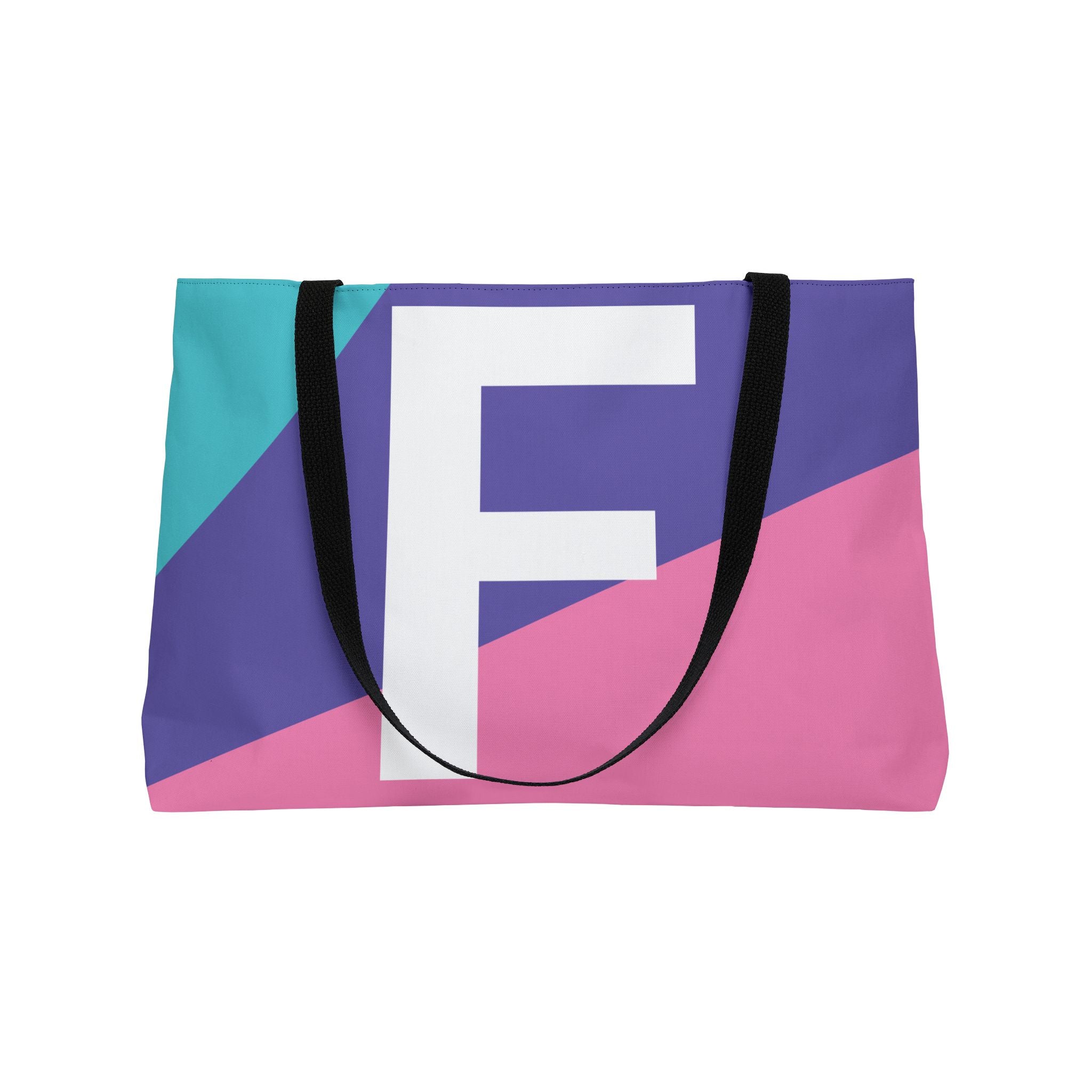 Personalized 'F' Colorblock Tote Bag — Monogram Weekender Tote