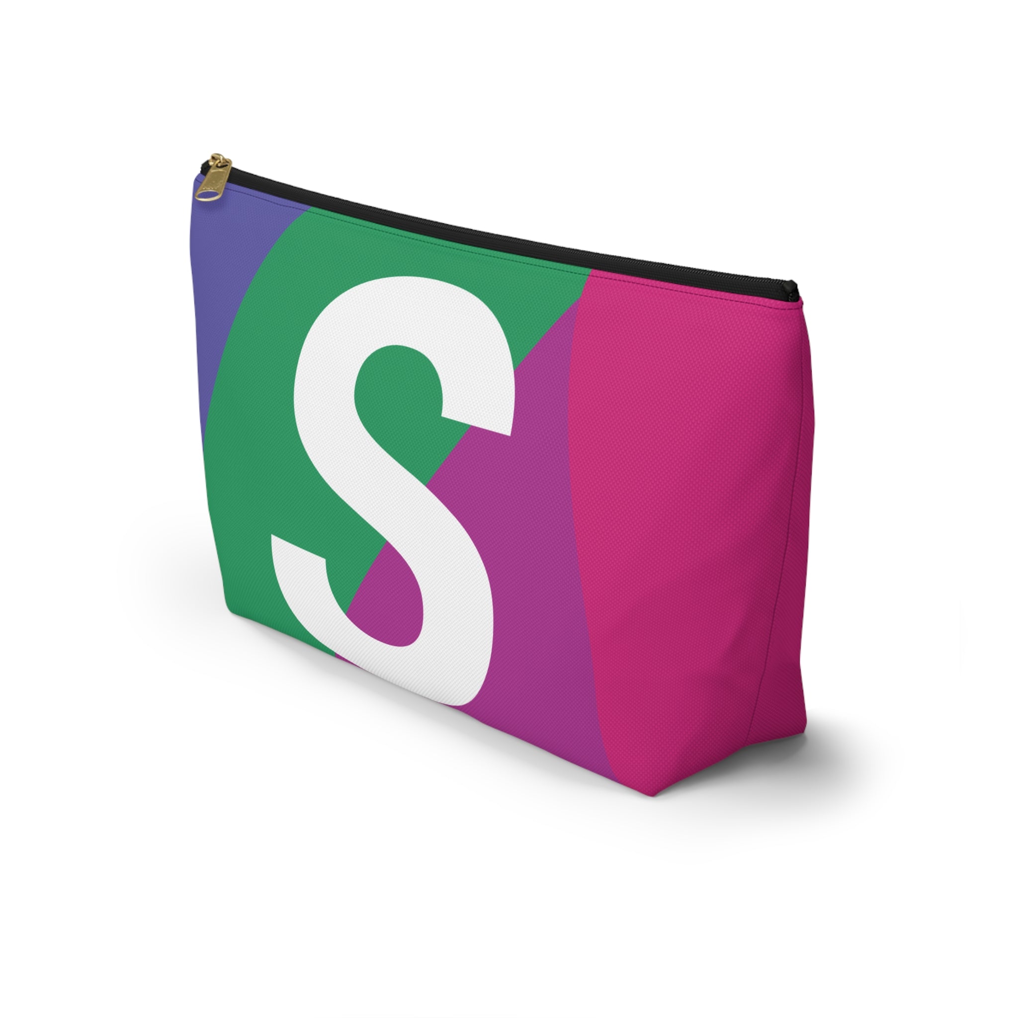 Initials Colorblock Accessory Pouch — Monogram S T-Bottom Cosmetic Bag