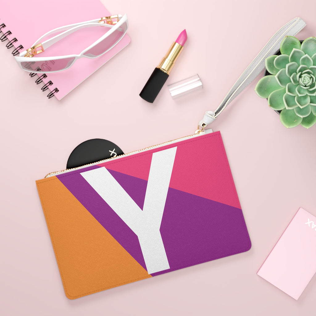 Monogram 'Y' Colorblock Clutch Bag — Bold Geometric Wristlet for Everyday & Gifts