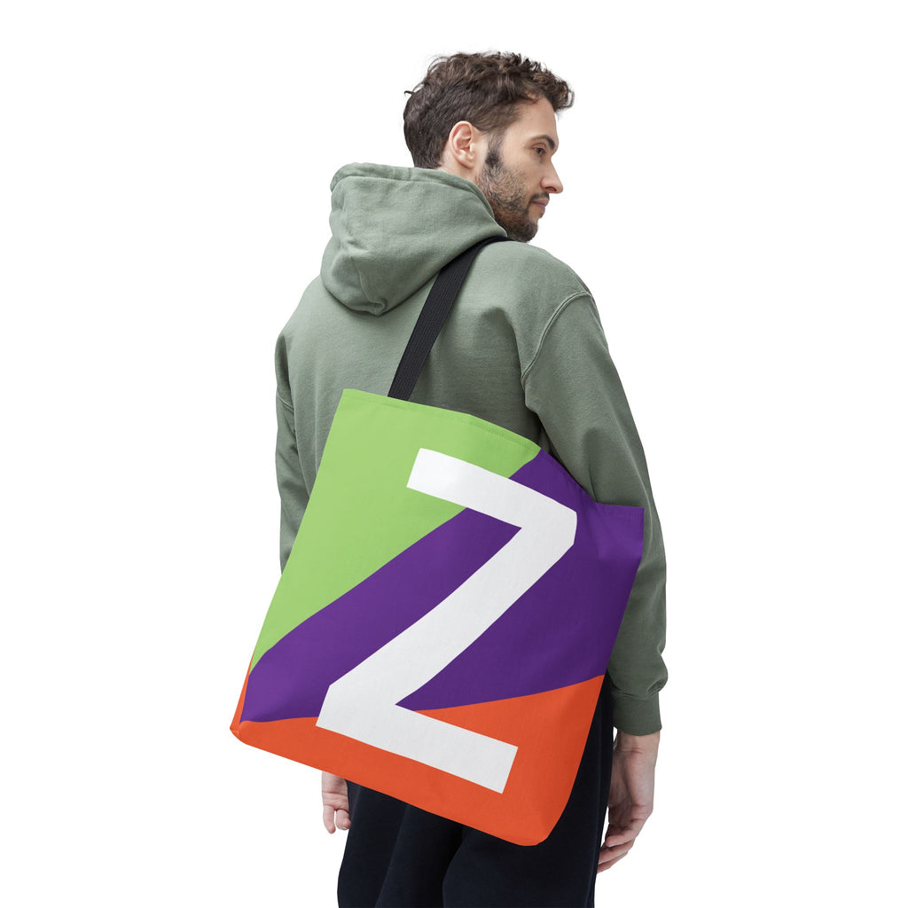 Monogram 'Z' Colorblock Tote Bag — Personalized Initial Z Shoulder Tote