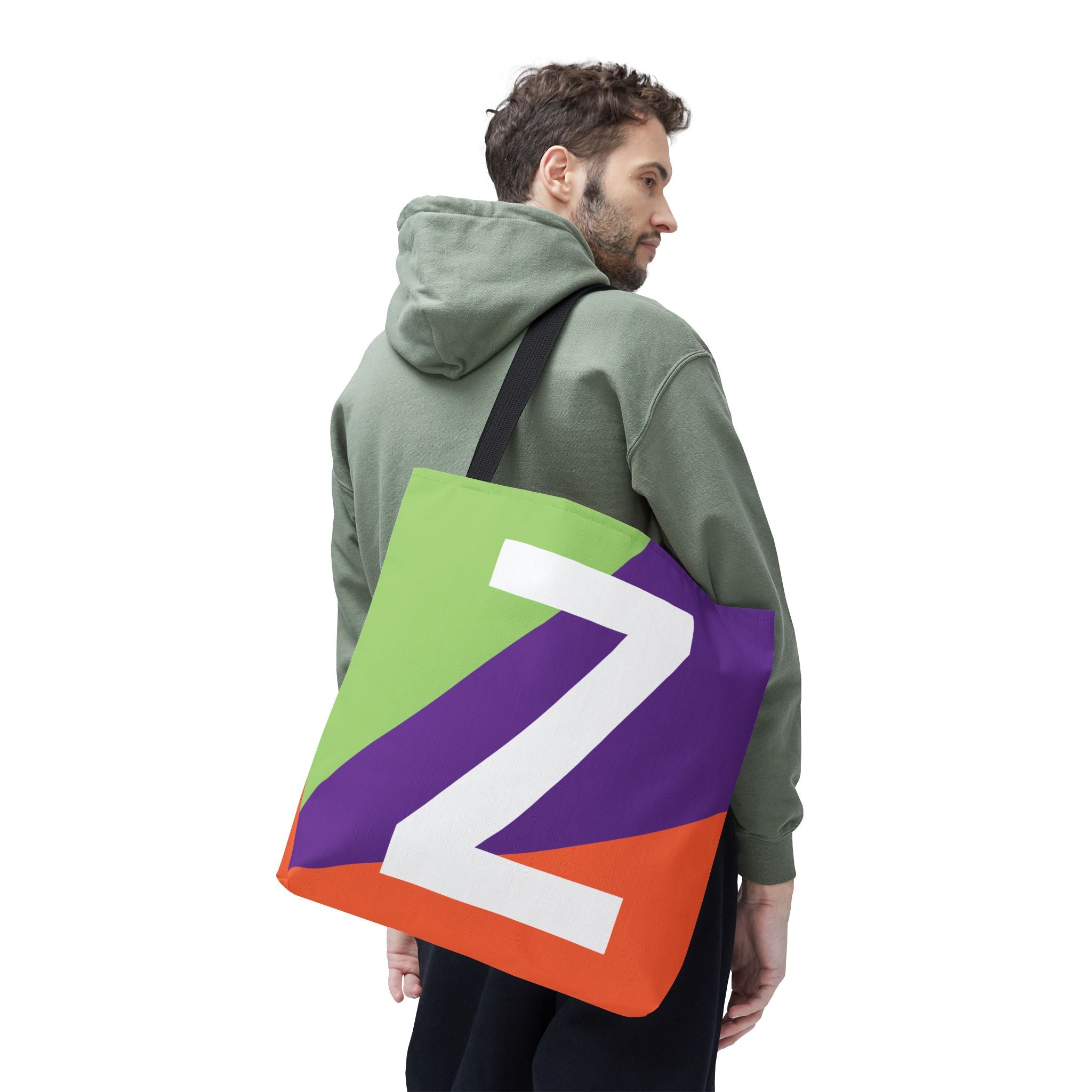 Monogram 'Z' Colorblock Tote Bag — Personalized Initial Z Shoulder Tote