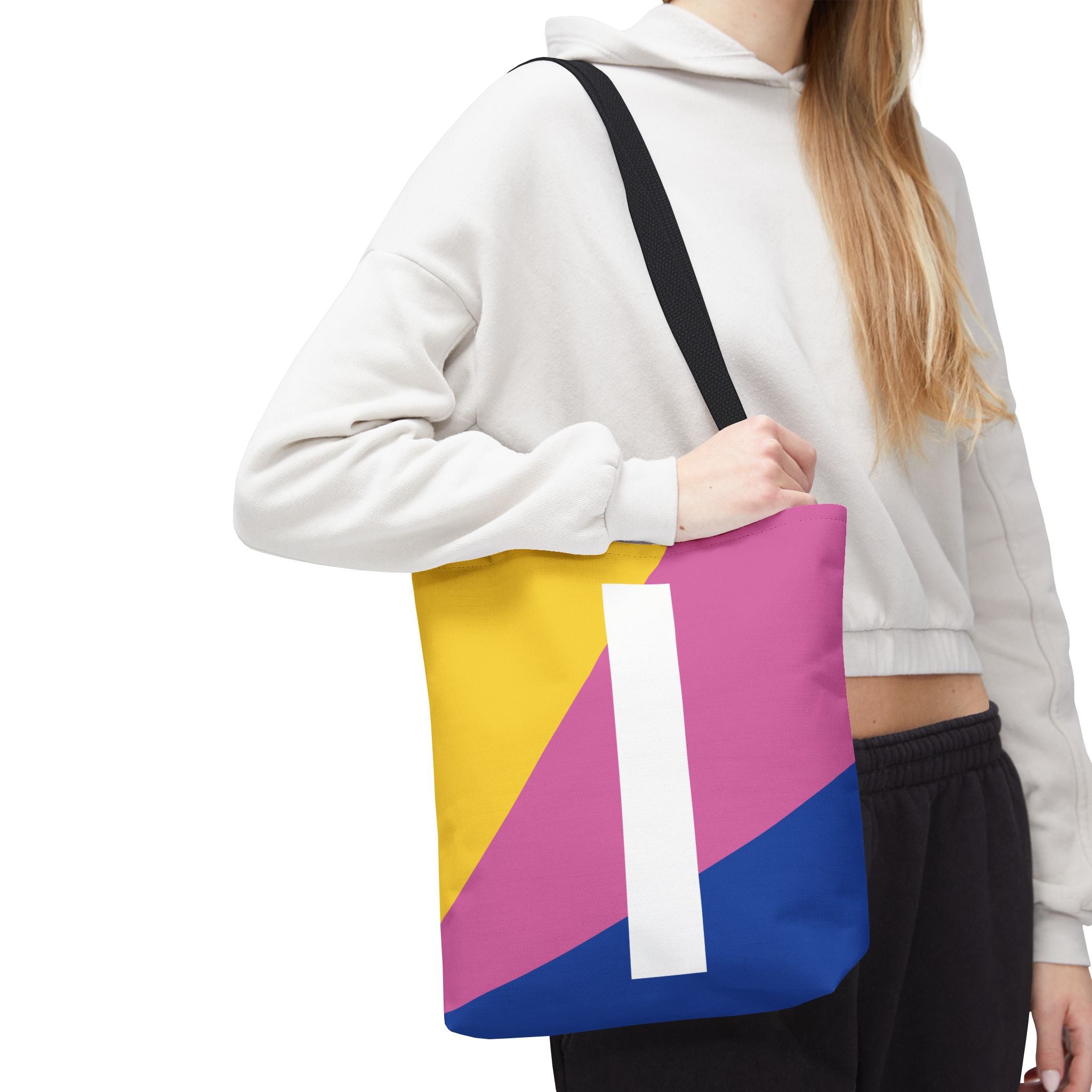 Monogram 'I' Colorblock Tote Bag — Personalized Initial I Shoulder Tote