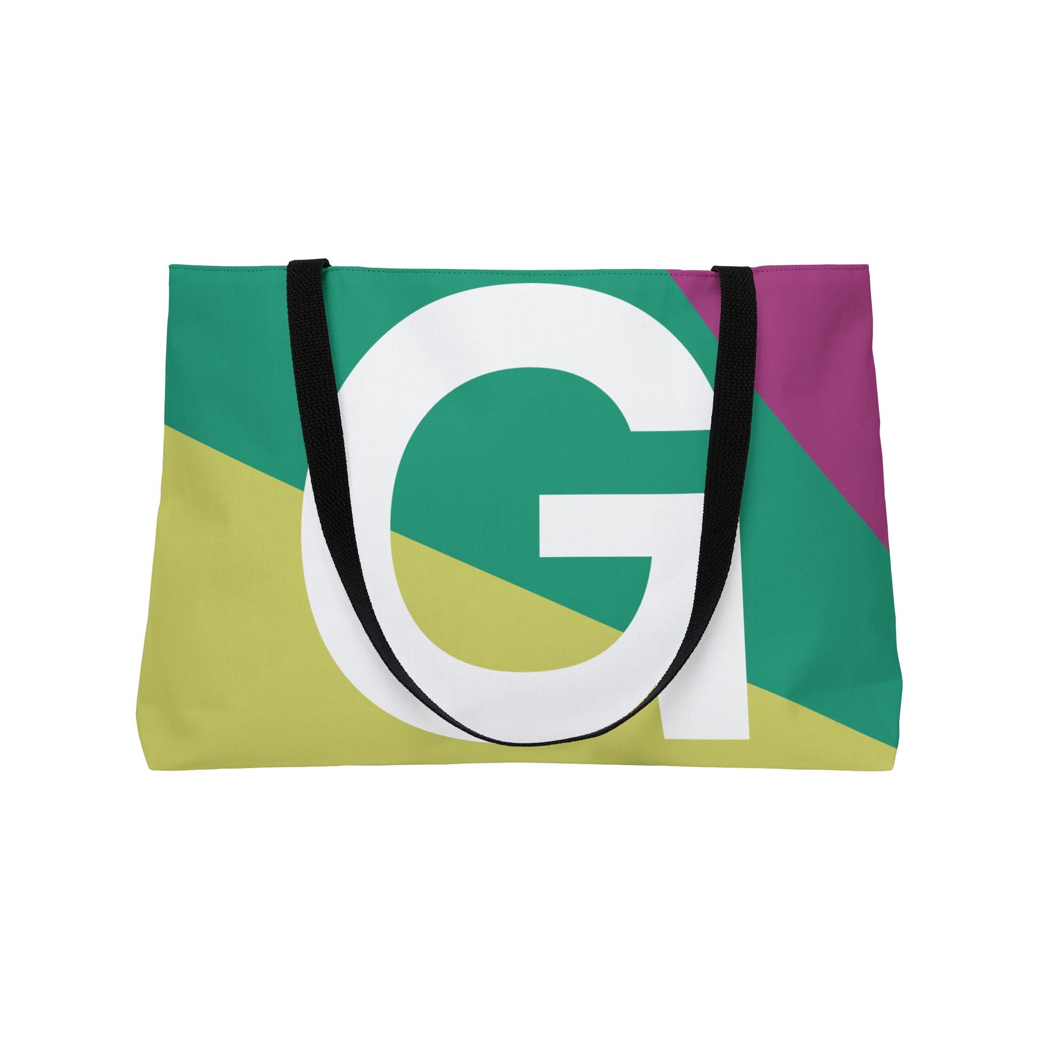 Personalized 'G' Colorblock Tote Bag — Monogram Weekender Tote