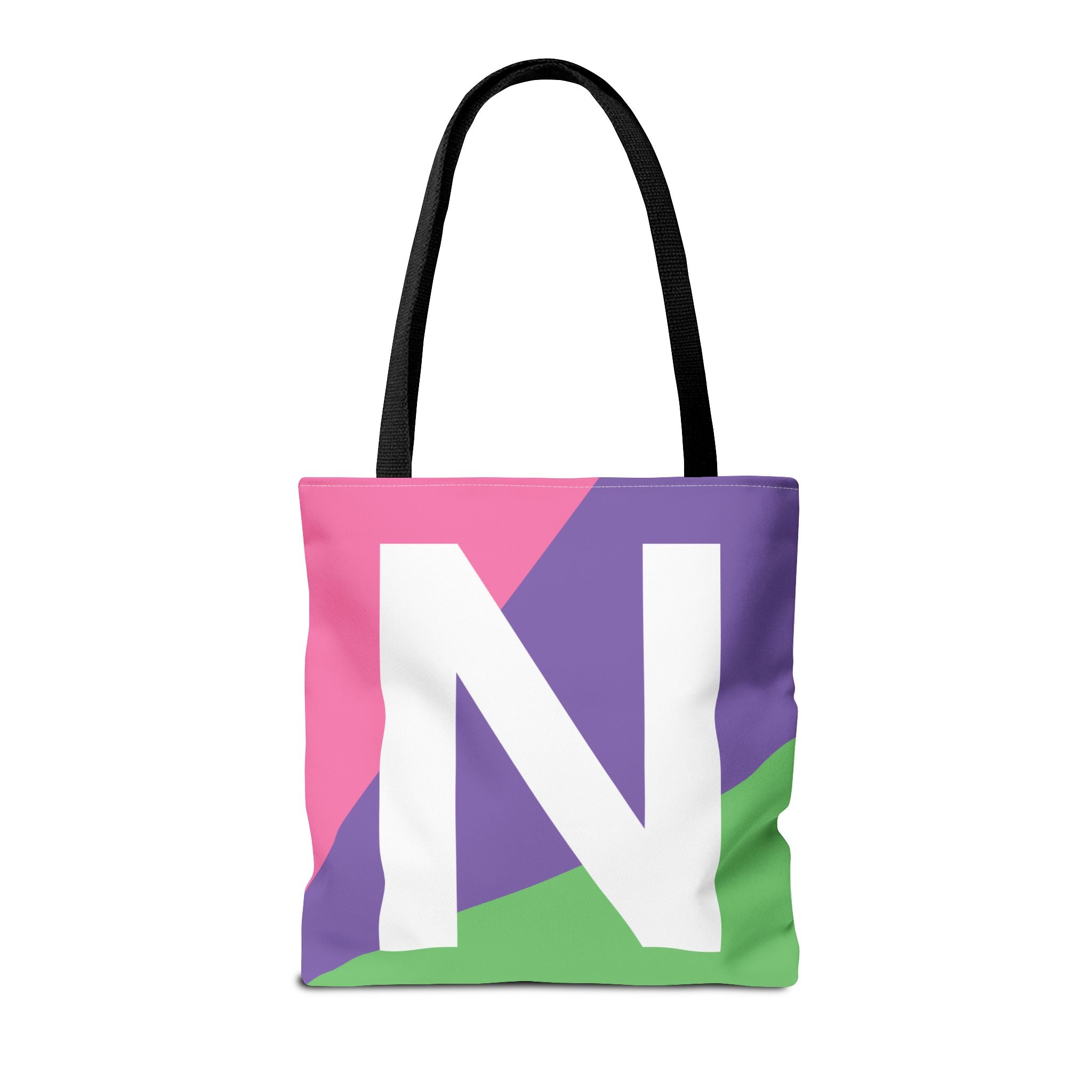 Monogram 'N' Colorblock Tote Bag — Personalized Initial N Shoulder Tote