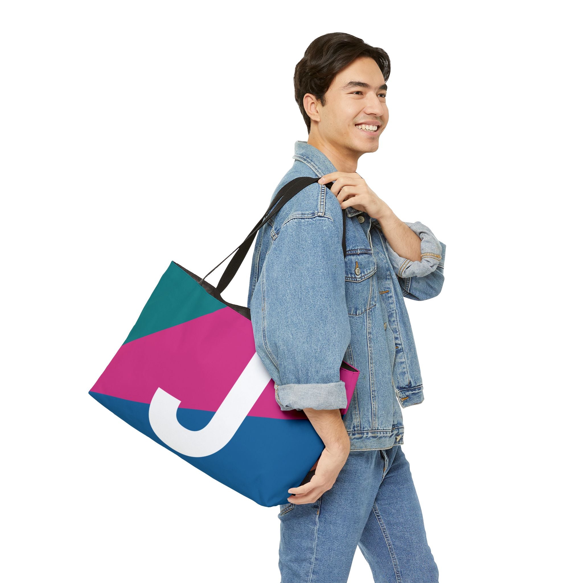Personalized 'J' Colorblock Tote Bag — Monogram Weekender Tote