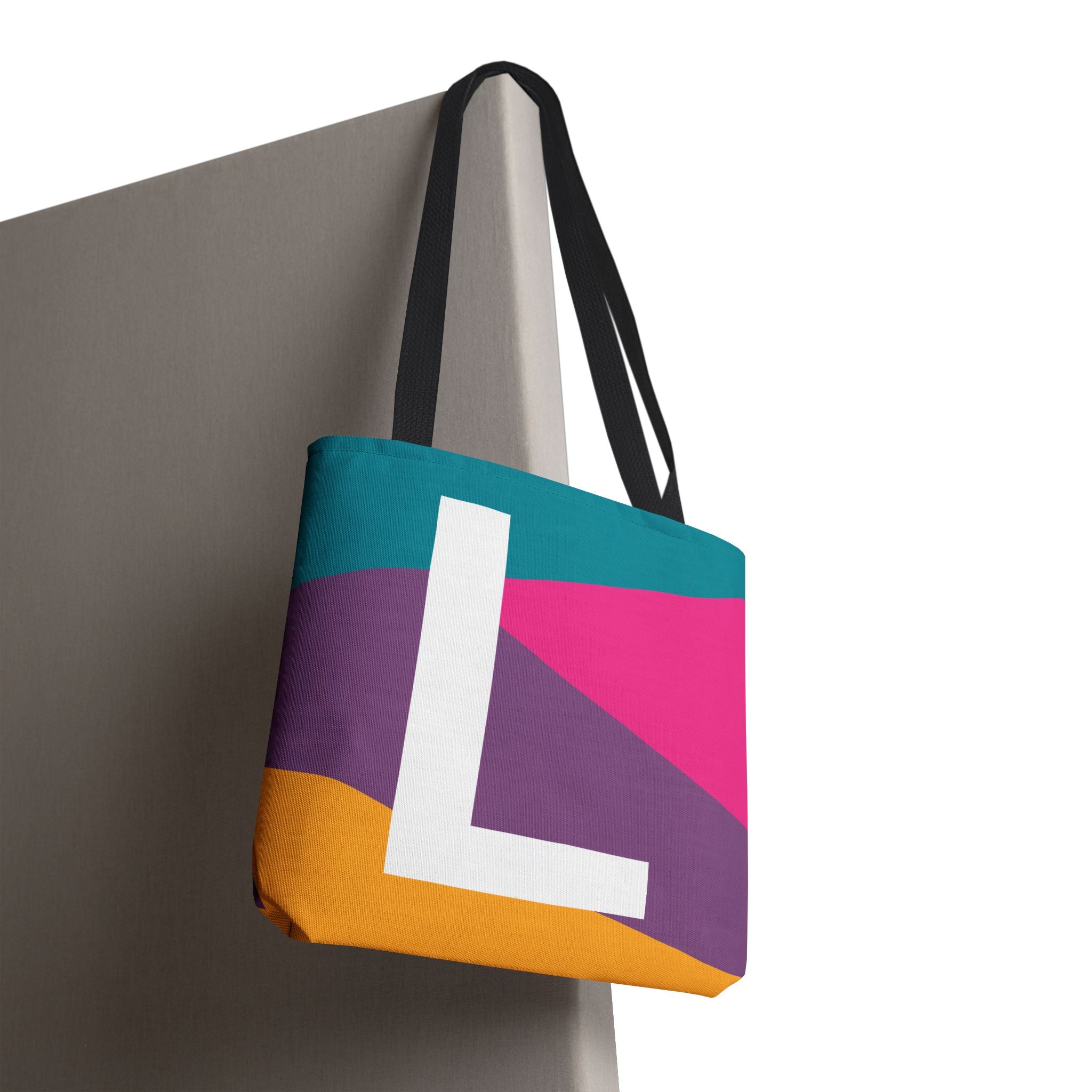 Monogram 'L' Colorblock Tote Bag — Personalized Initial L Shoulder Tote