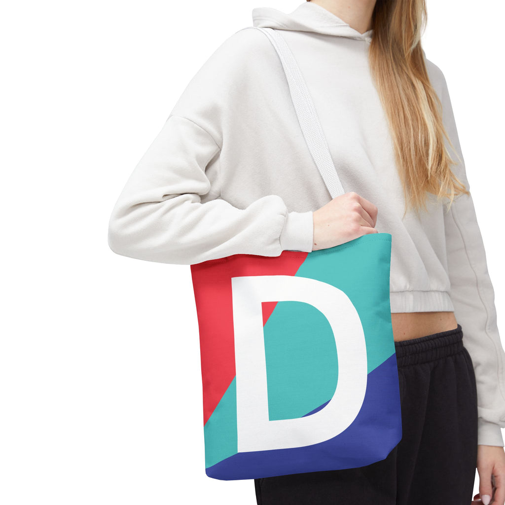 Monogram 'D' Colorblock Tote Bag — Personalized Initial D Shoulder Tote