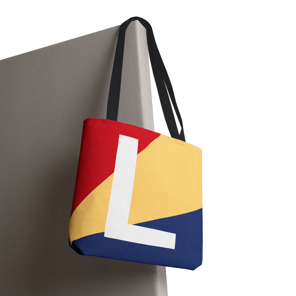 Monogram 'L' Colorblock Tote Bag — Personalized Initial L Shoulder Tote